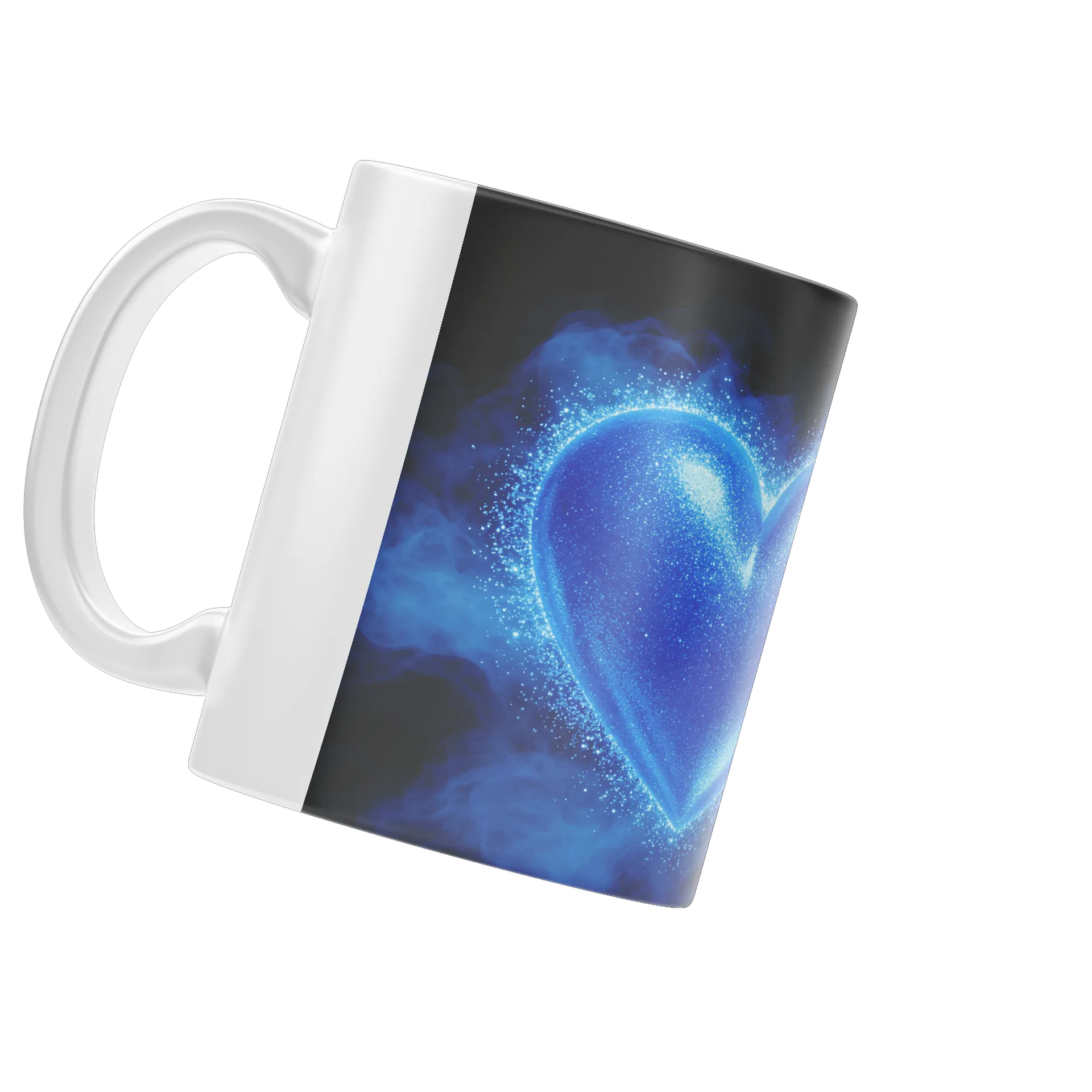 Caneca Porcelana Coração Azul Neon 325ml - Imagem 3