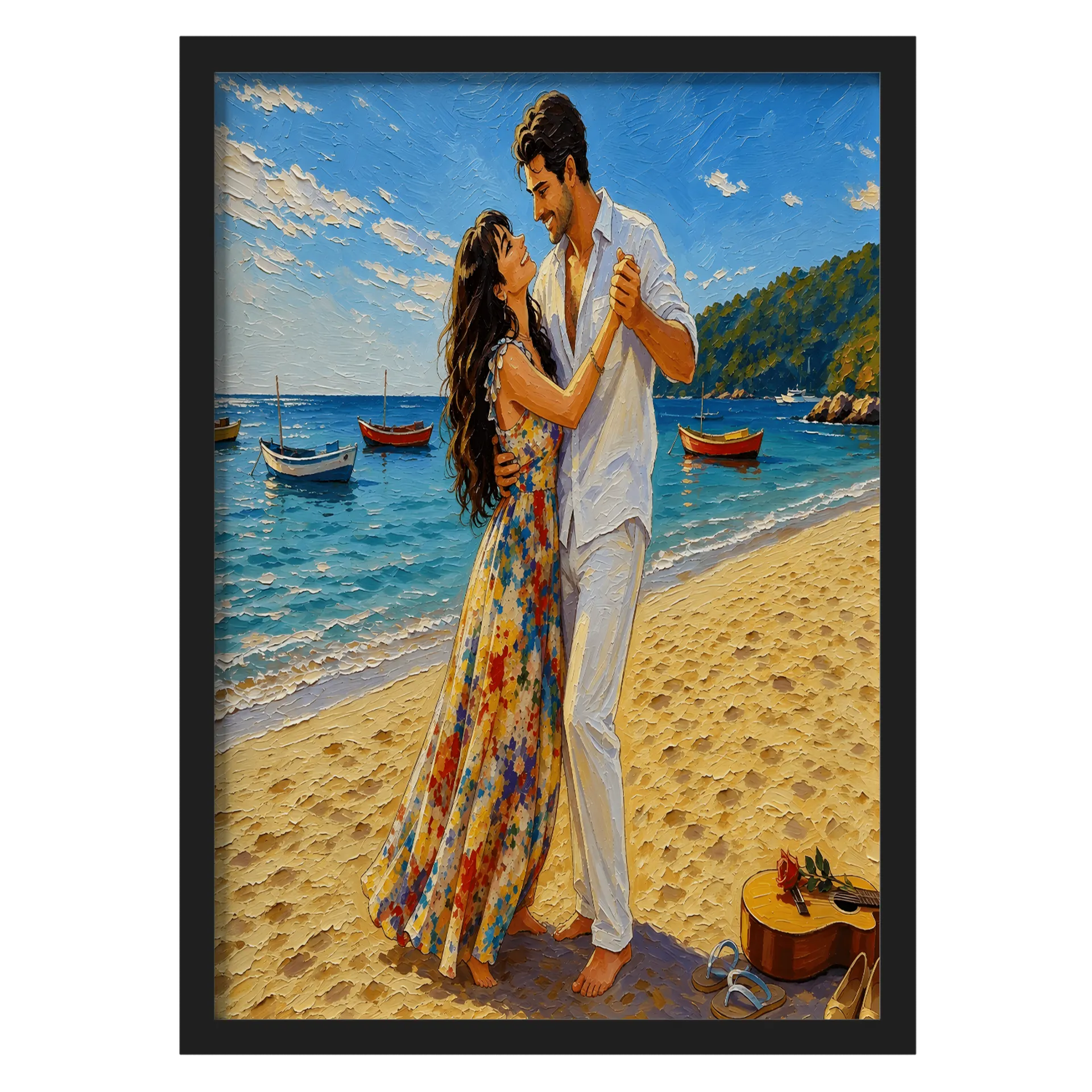 Quadro Casal Dançando na Praia A3 MDF e Vidro - Imagem 1