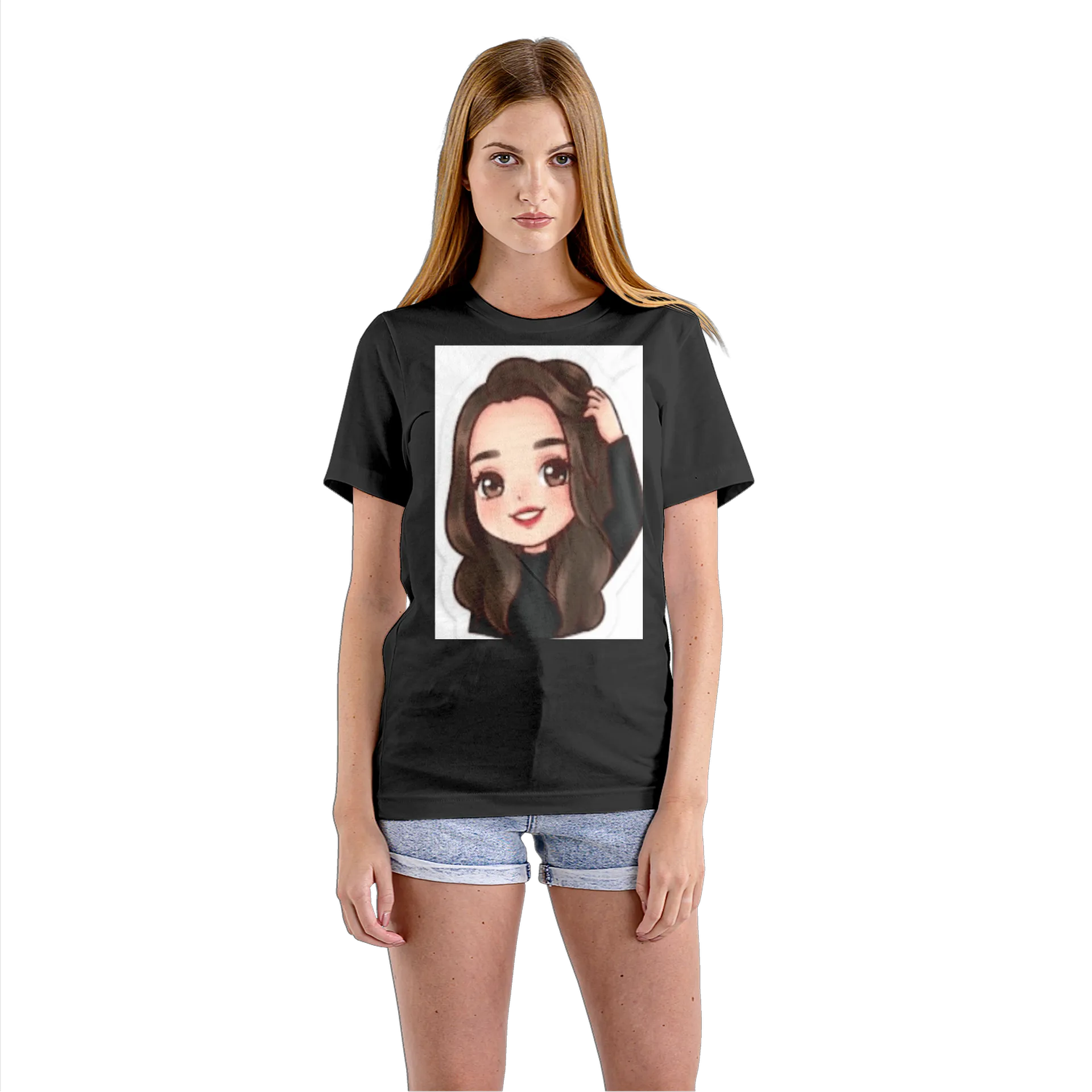 Camiseta Babylook Ilustração Cartoon Mulher Cabelo - Imagem 3