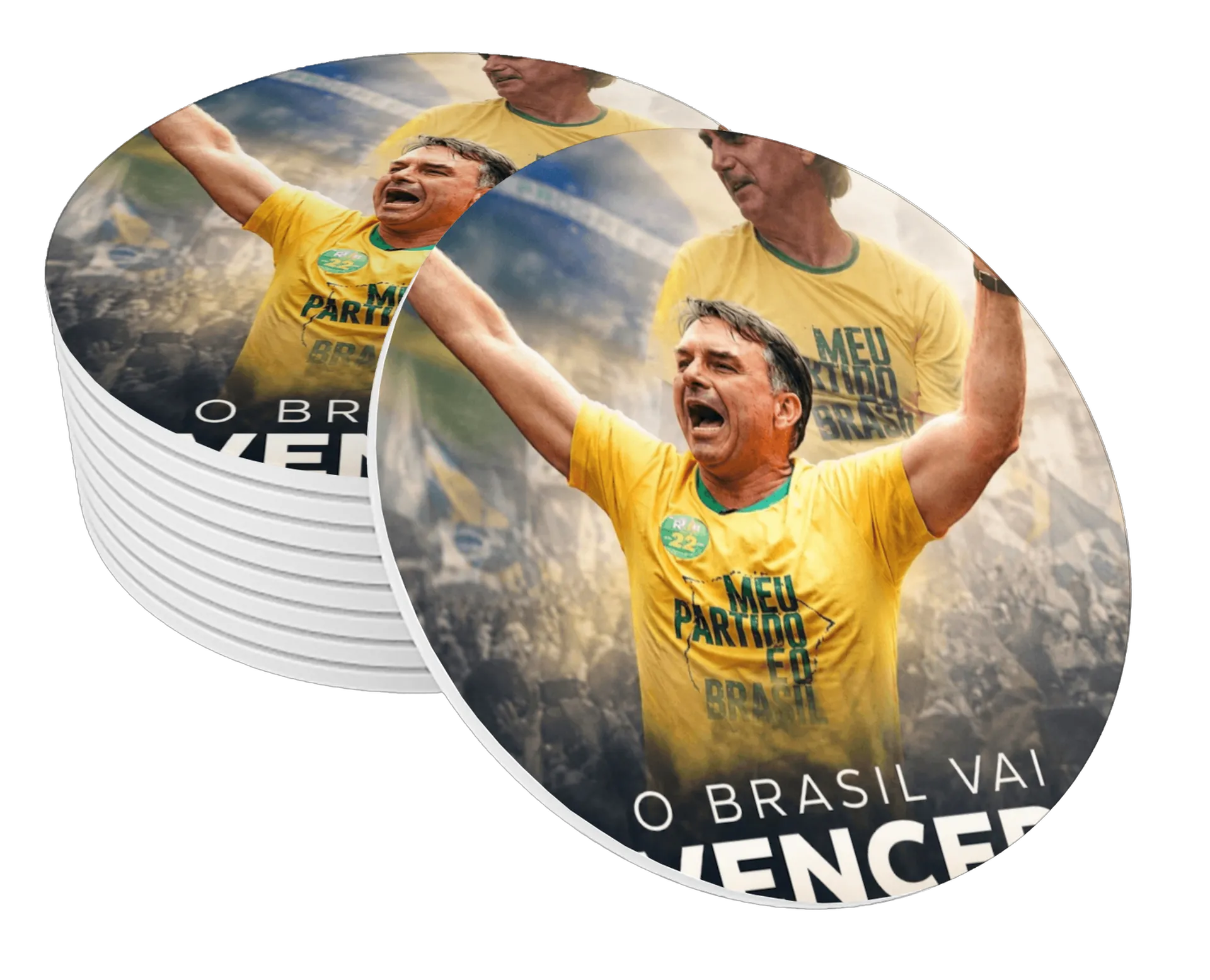 Porta-copo "Bolsonaro O Brasil Vai Vencer MDF de lebCO — imagem 1 de 3