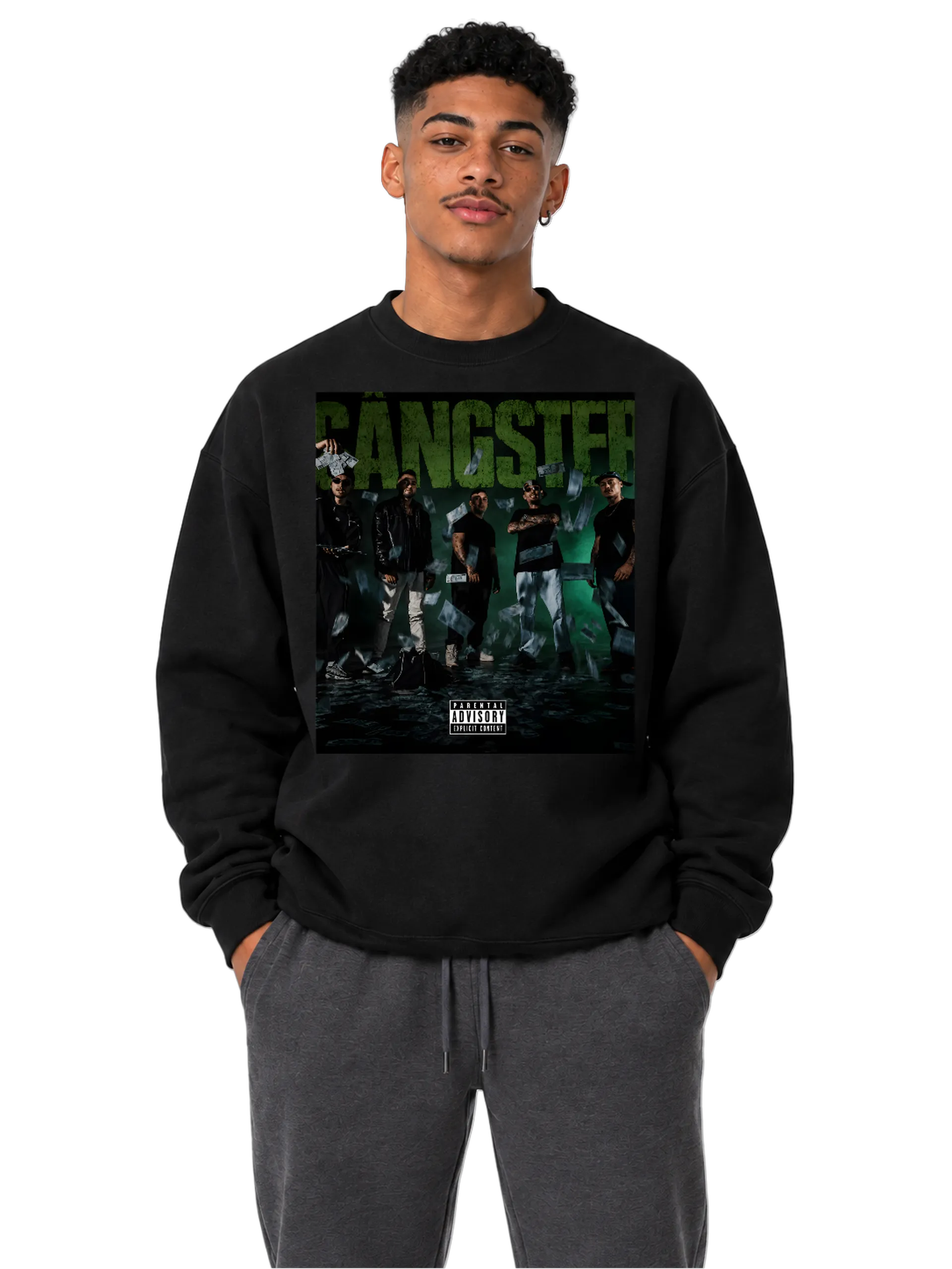 Suéter Estampa Graffiti Money Rain Preto Felpado de Stanley Money Team  — imagem 3 de 6