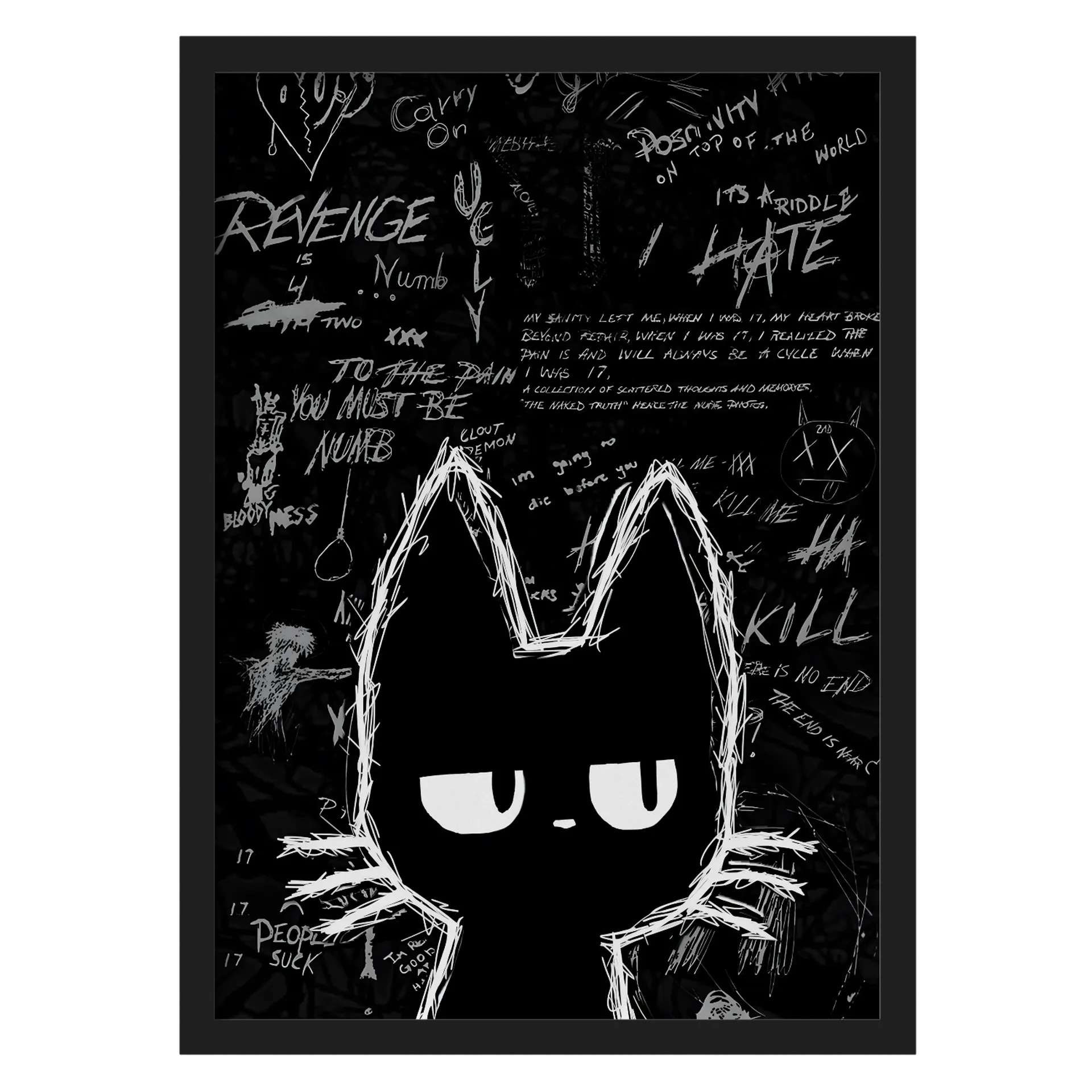 Quadro Fantasma Grafite Black A3 com Vidro MDF e Vidro - Imagem 1