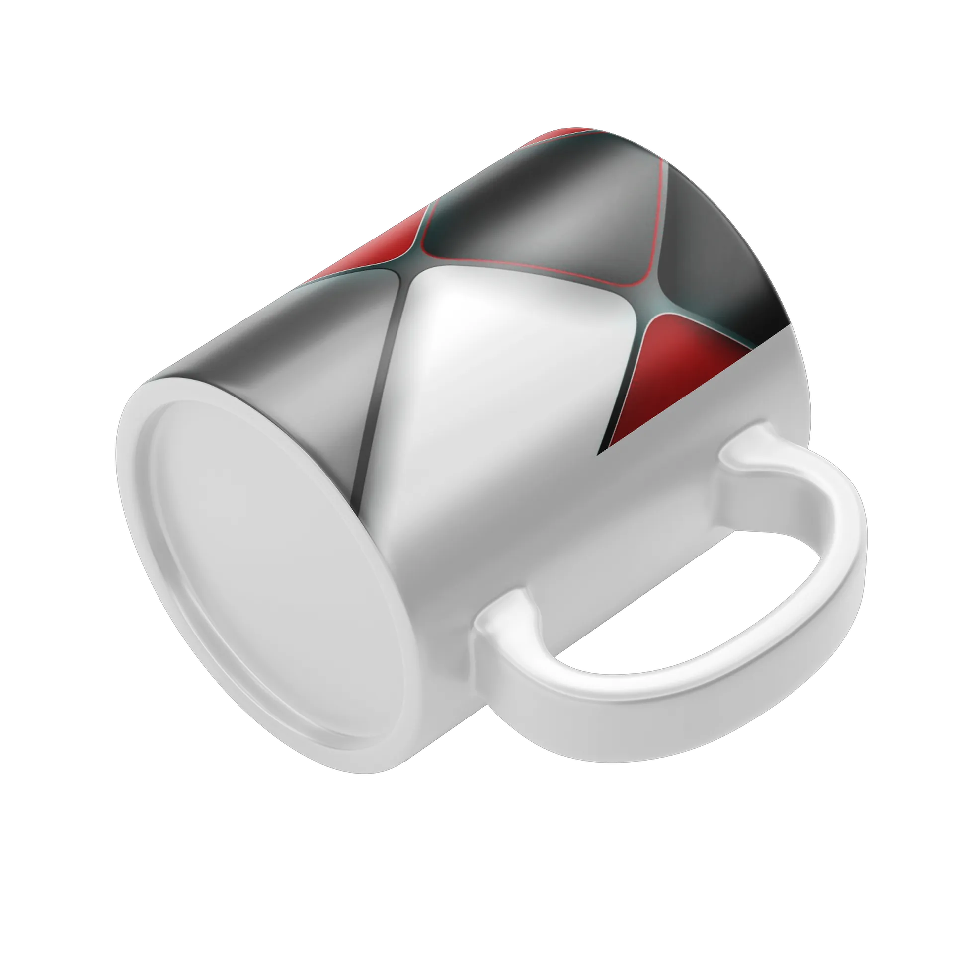 Caneca Cerâmica Abstrato Vermelho Preto Branco 325ml - Imagem 4