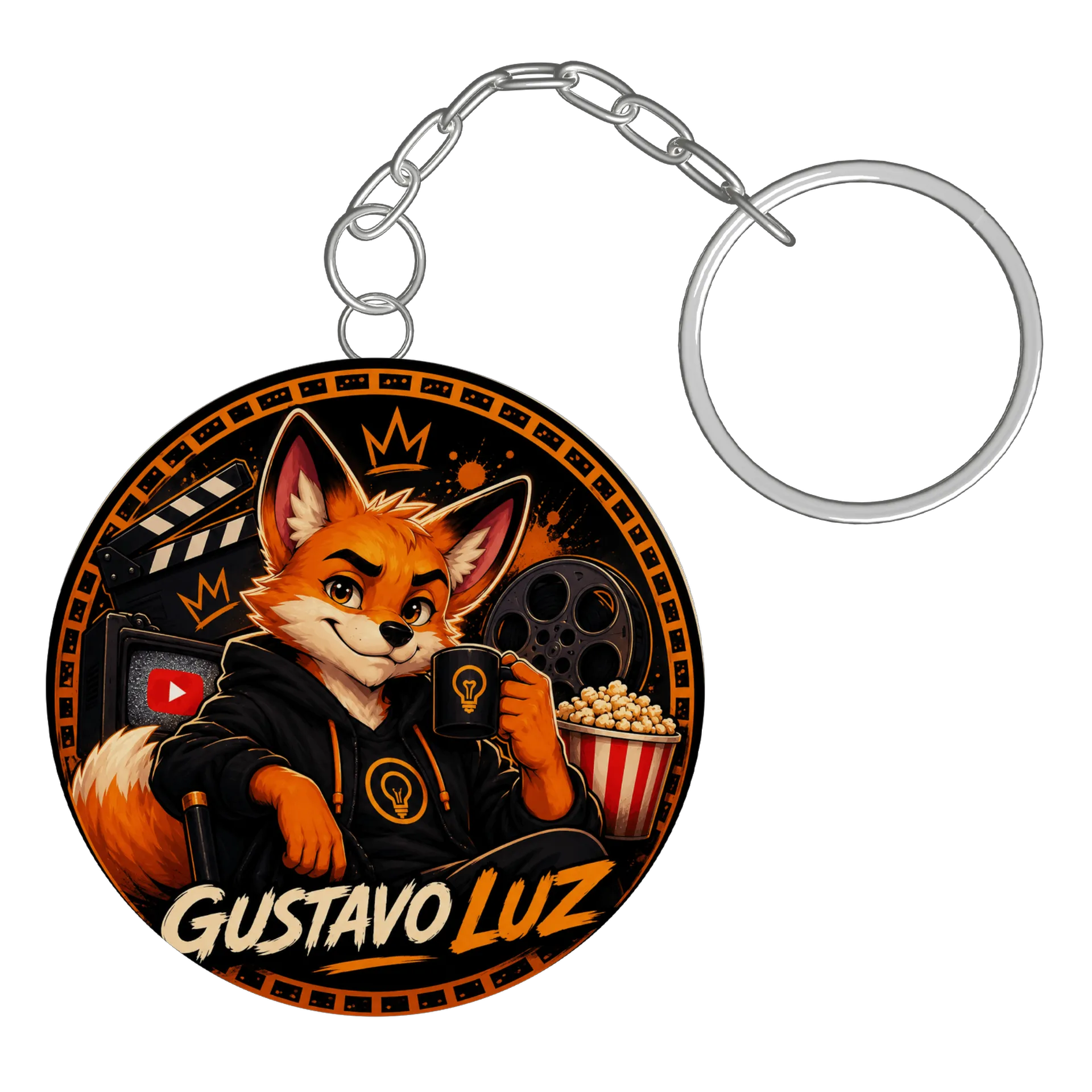 Chaveiro MDF Raposa Animada Foxy Luz Estampa Cartoon - Imagem 3