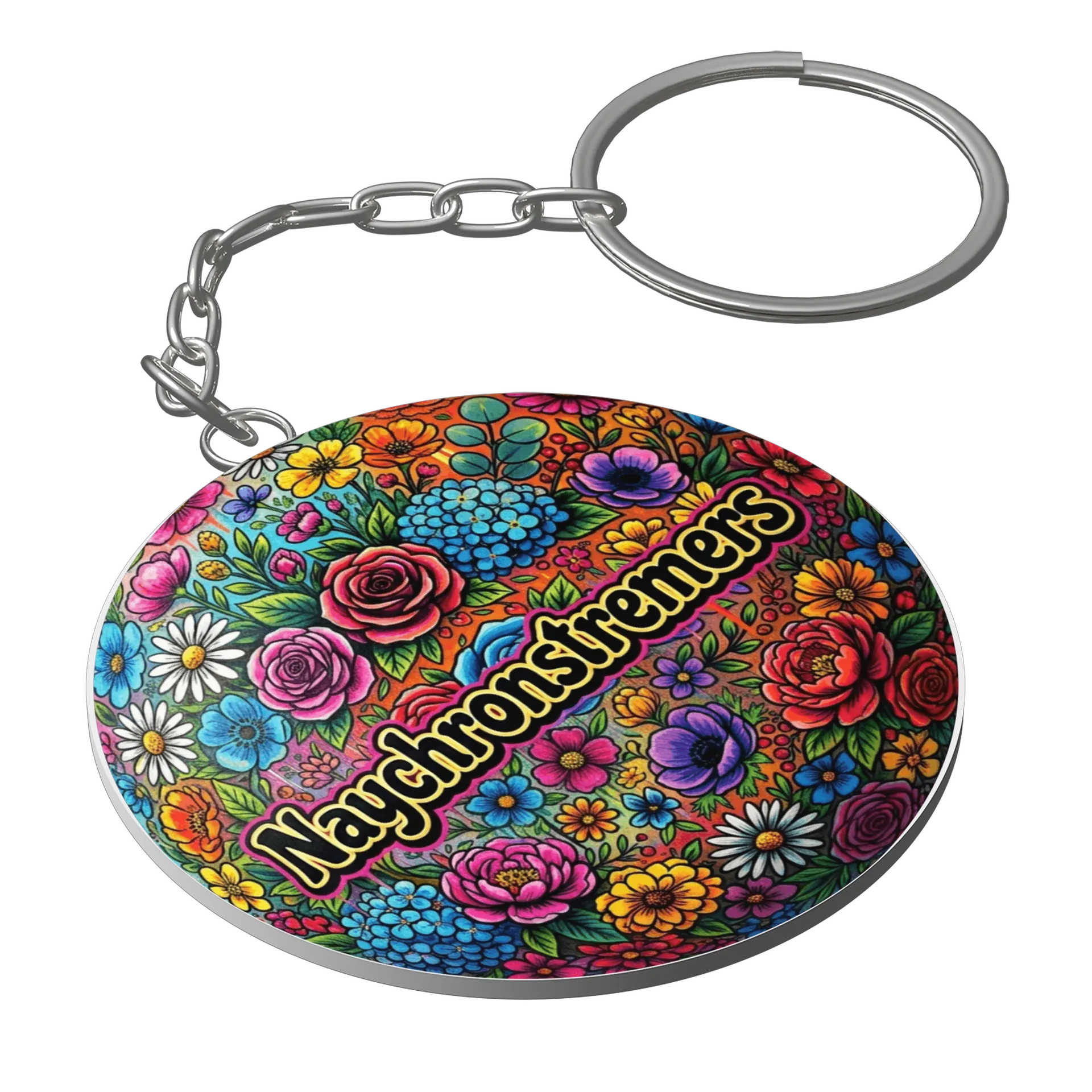 Chaveiro MDF Naychronstreamers Floral Colorido Ilustrado - Imagem 1