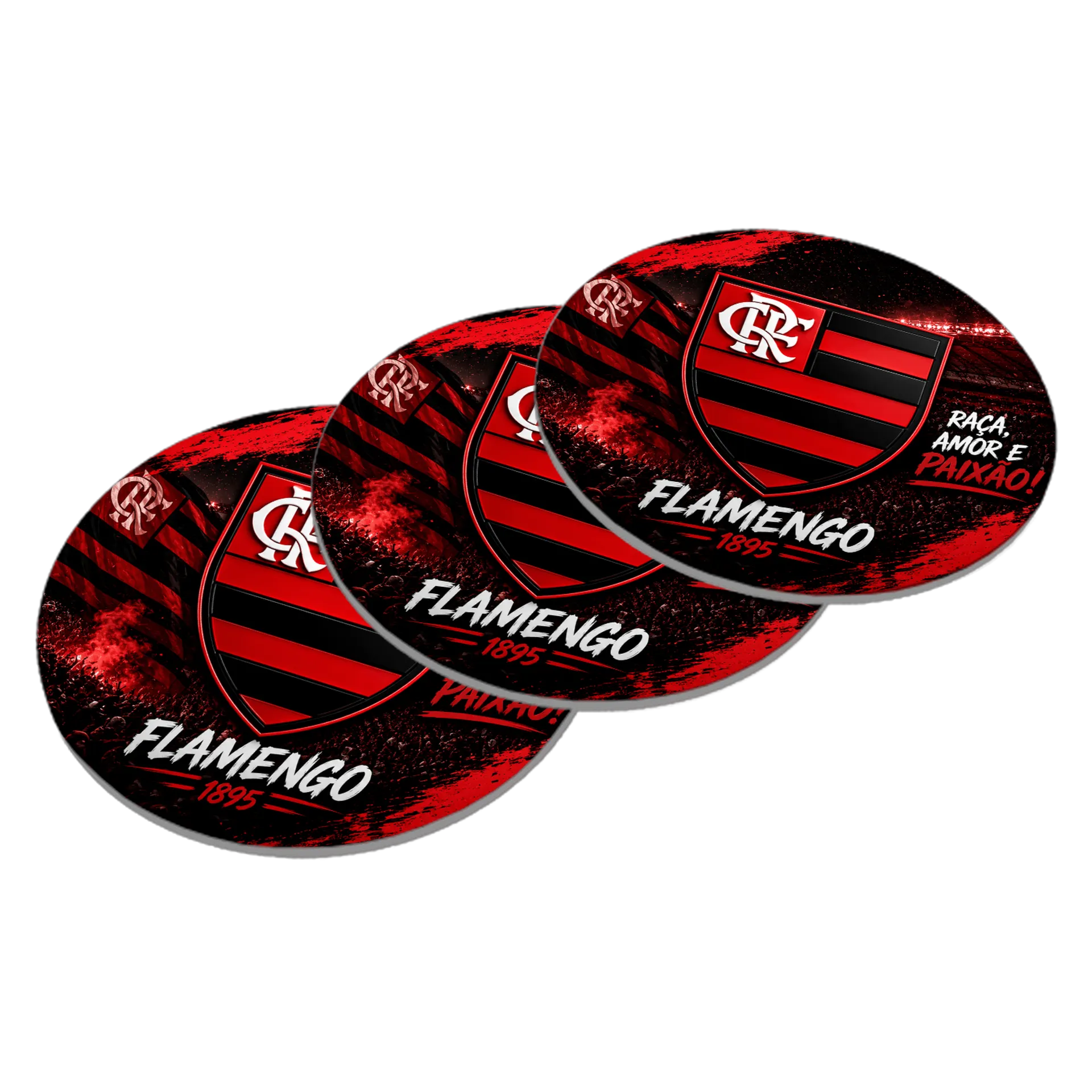 Porta-copo MDF Flamengo Raça Amor e Paixão de Arena Fut IA