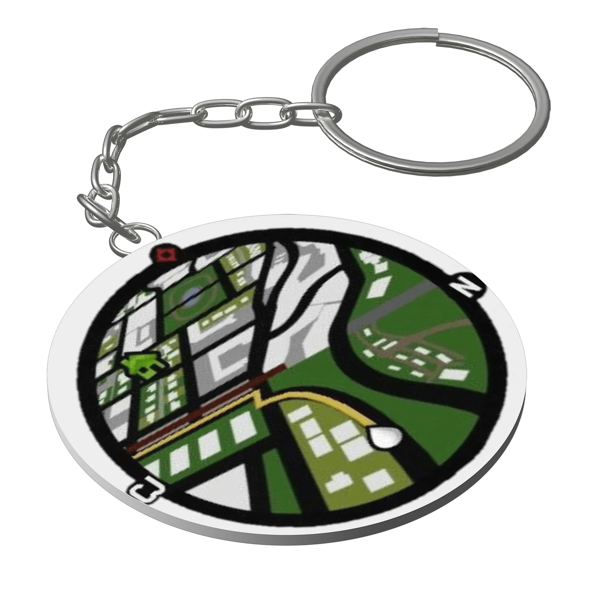 Chaveiro MDF Mapa Estilo Jogo 5x5cm - Imagem 1