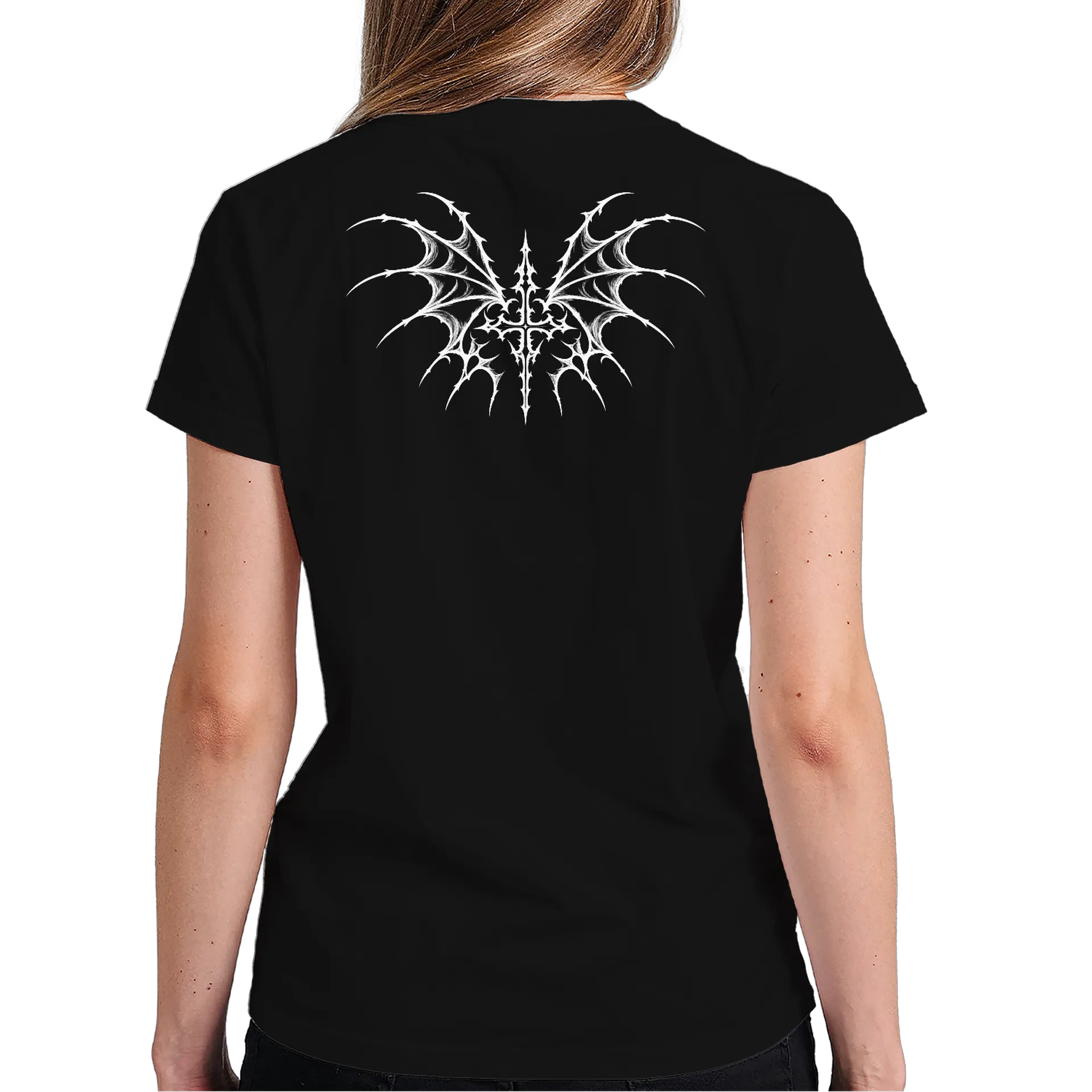 Camiseta Estampa Tribal Simétrica em Preto e Branco 100% - Imagem 5