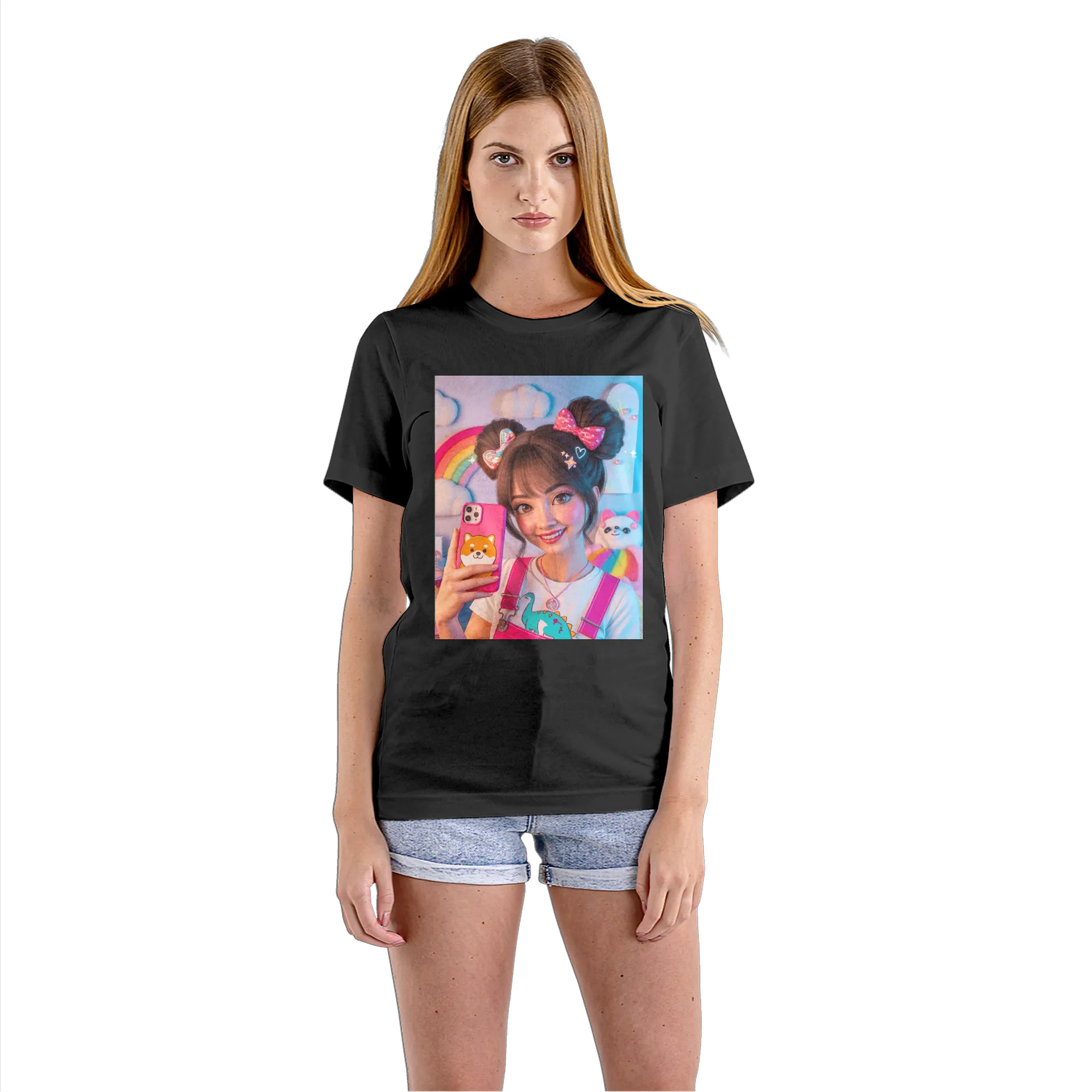 Camiseta Babylook Ilustração Jovem e Dinossauro 100% Algodão - Imagem 3