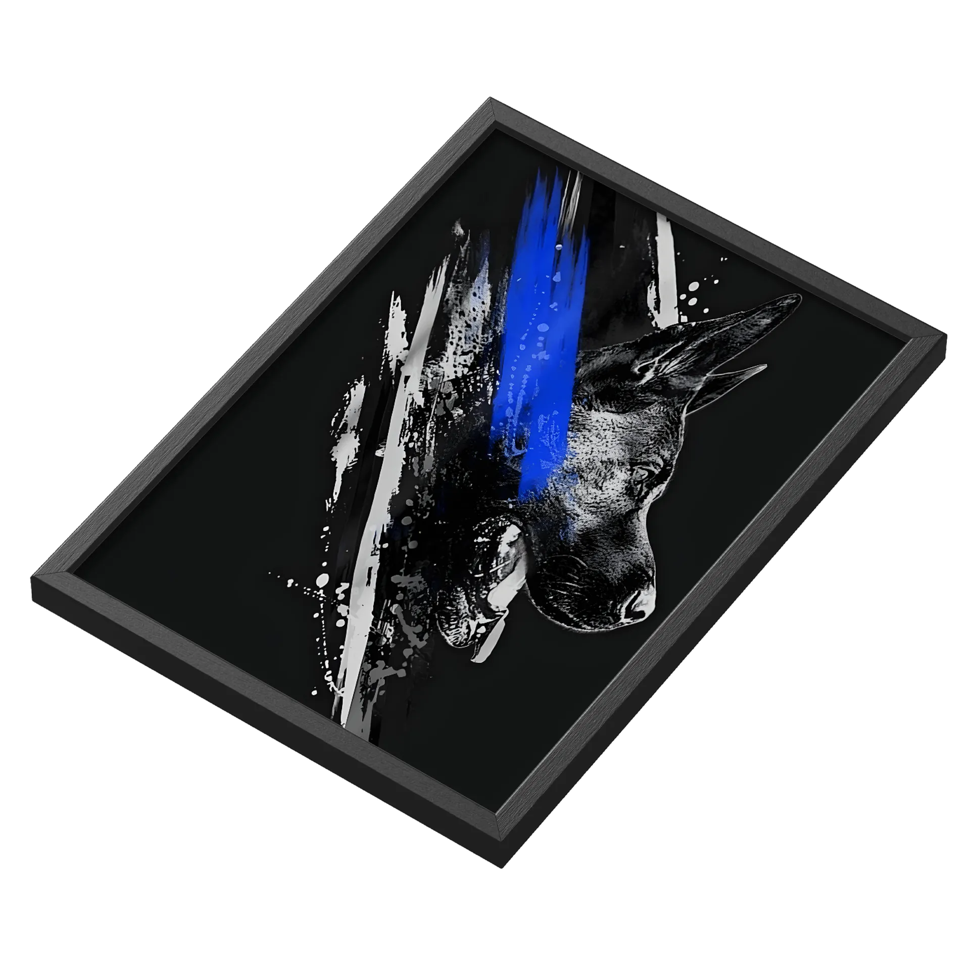 Quadro Pastor Alemão Arte Realista Azul e Branco A3 - Imagem 3