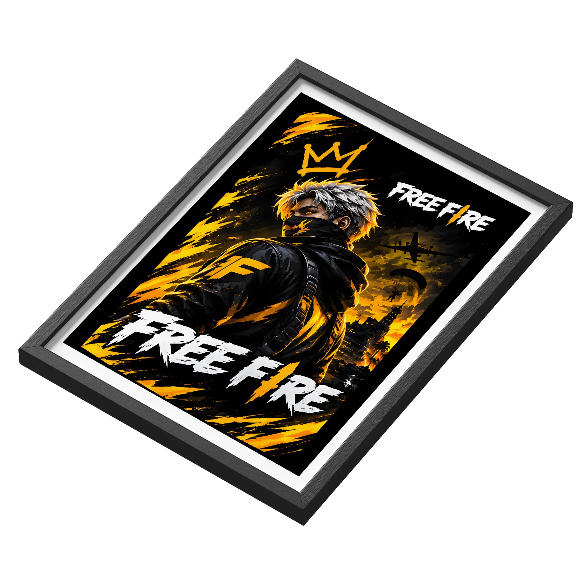 Quadro Free Fire Personagem Anime Preto e Amarelo A3 - Imagem 3