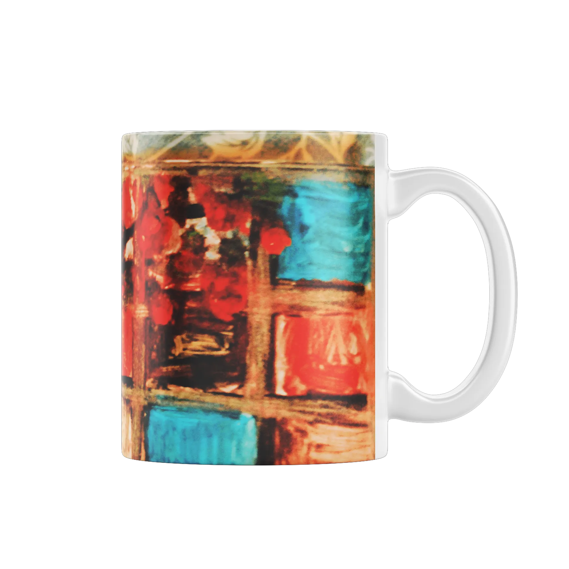 Caneca Árvore com Flores Vermelhas Pintura Colorida 325ml - Imagem 3
