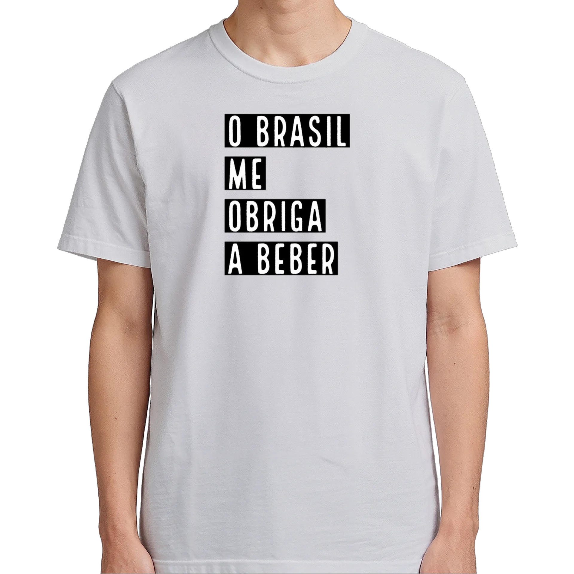 Camiseta Tipográfica O Brasil Me Obriga a Beber 100% Algodão - Imagem 5
