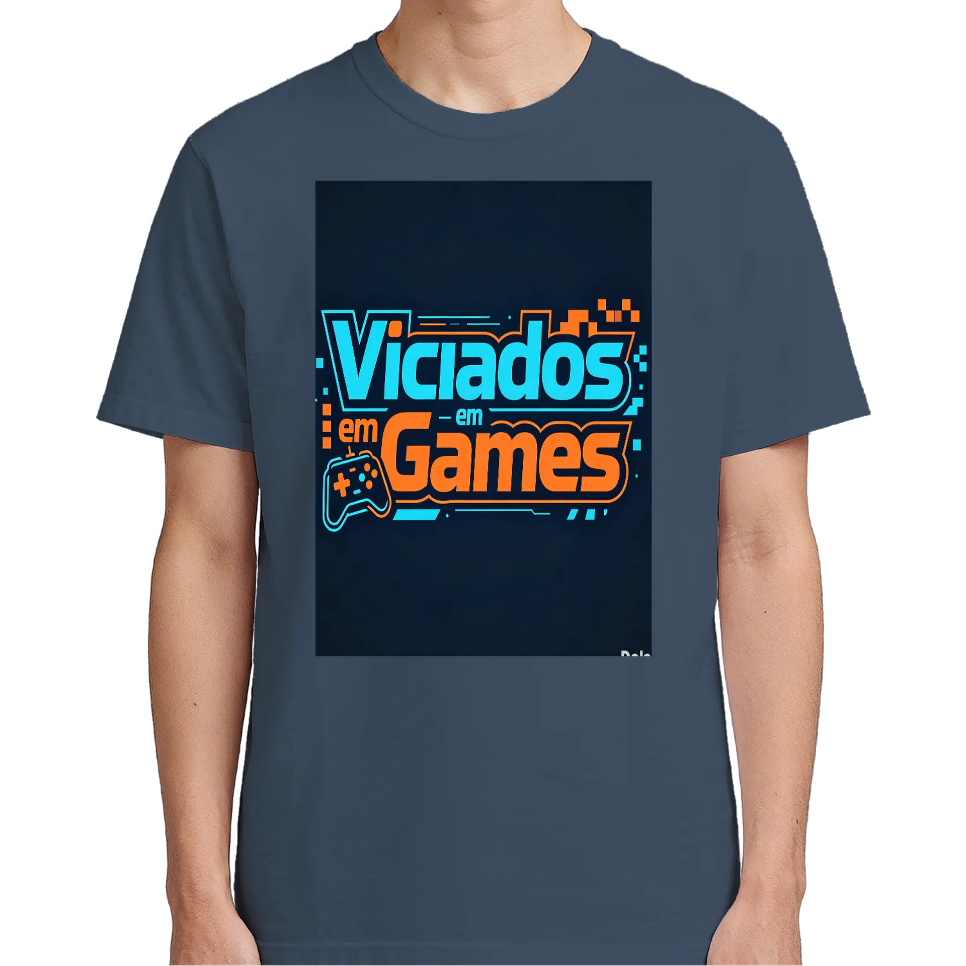 Camiseta Viciados em Games 100% Algodão Azul Marinho - Imagem 5
