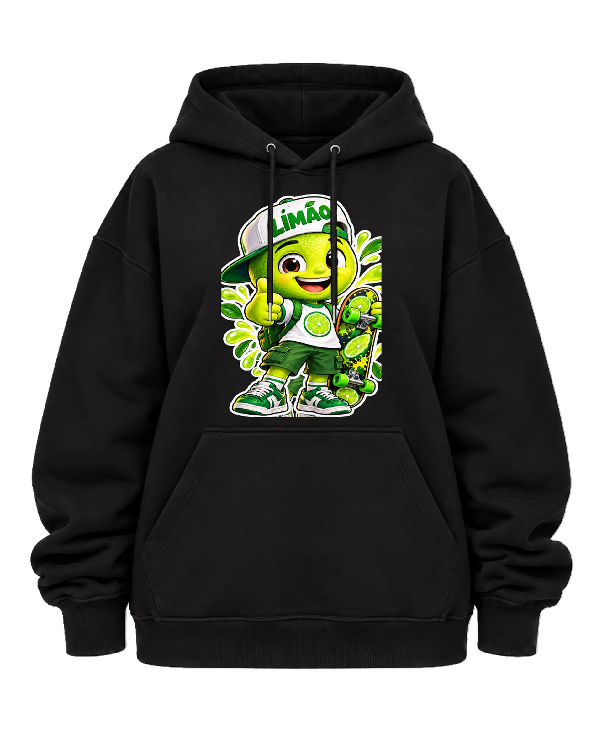 Blusa Moletom Canguru Limão Cartoon com Skate Verde - Imagem 5