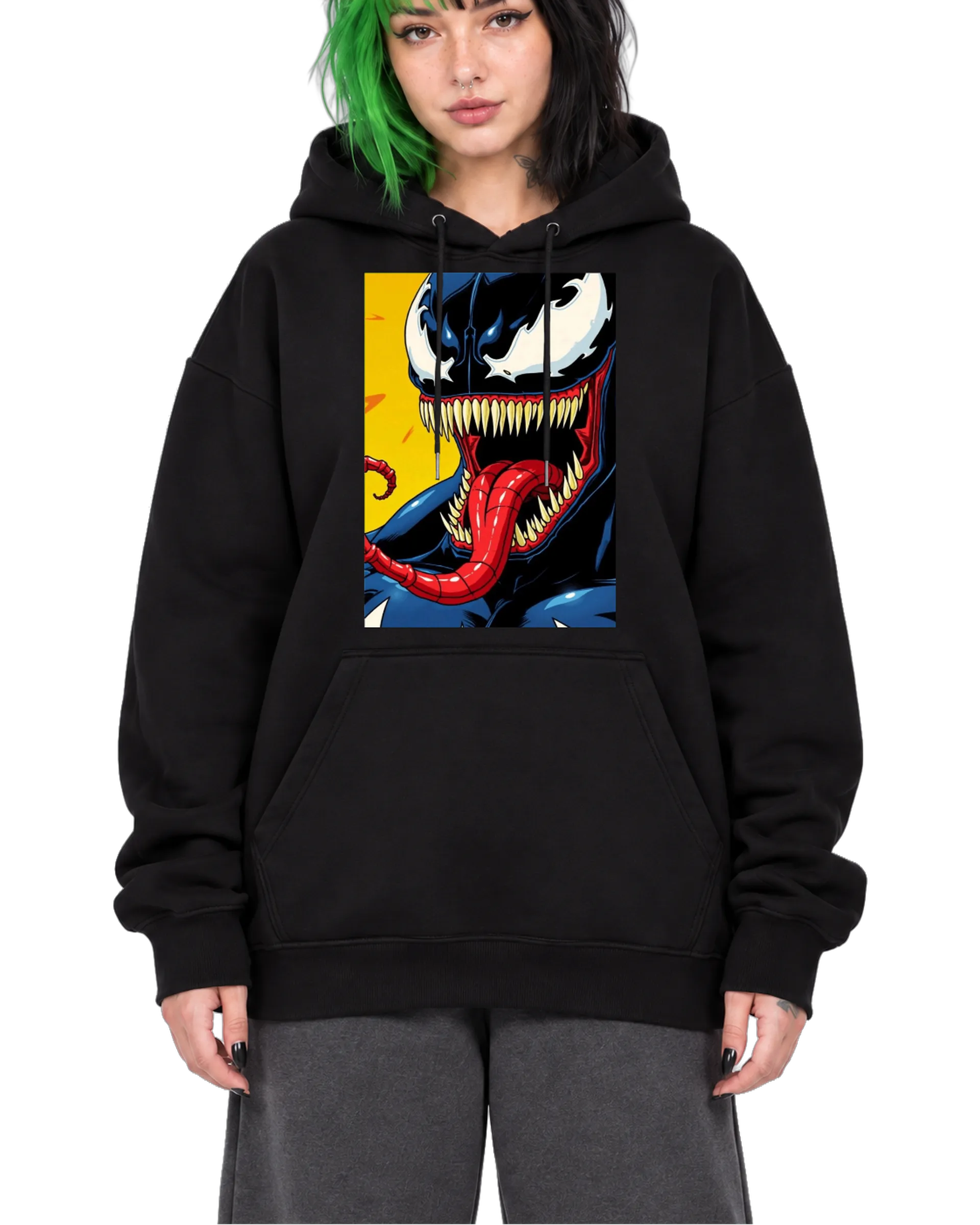 Blusa Moletom Canguru Venom em Estilo de Quadrinhos Colorido - Imagem 1