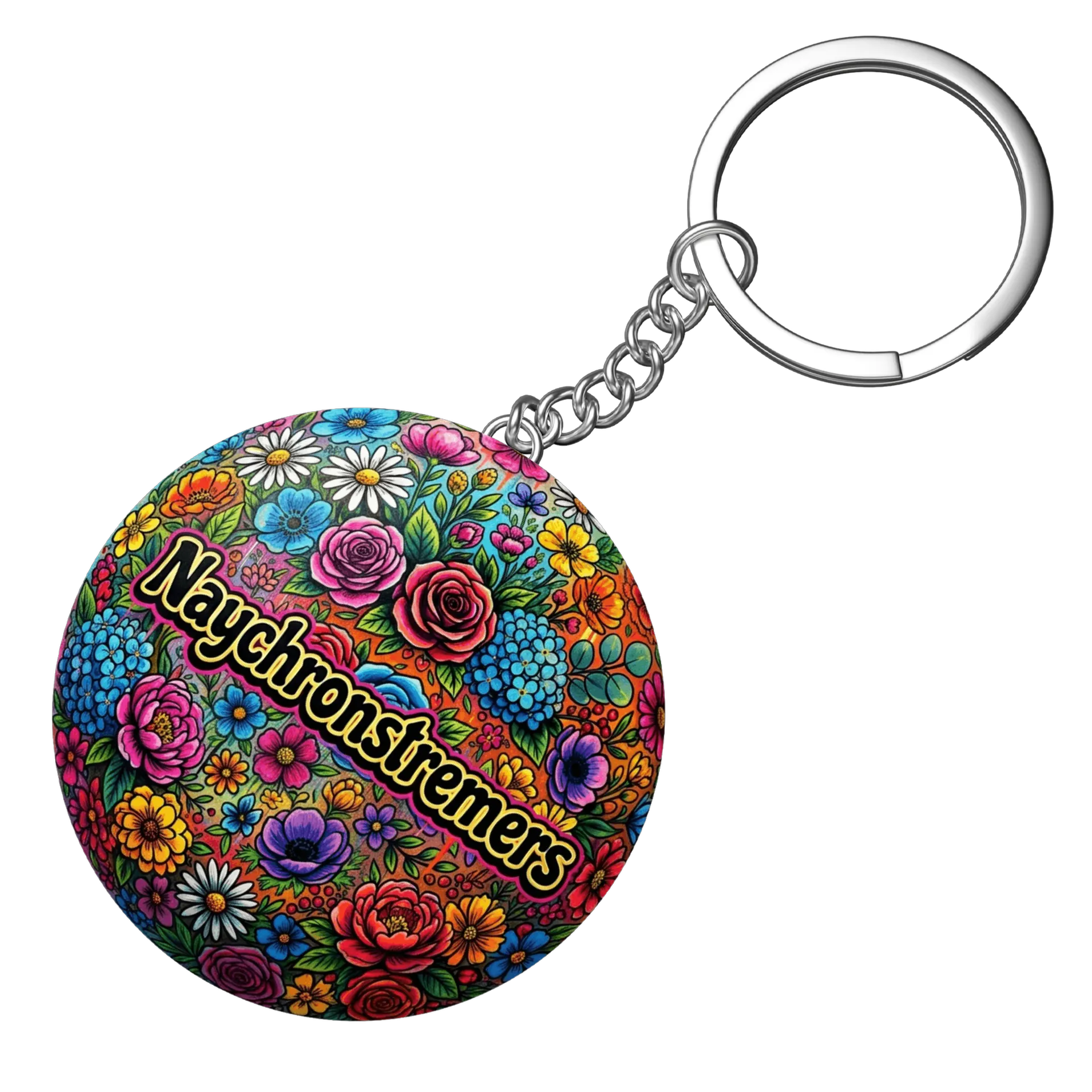 Chaveiro MDF Naychronstreamers Floral Colorido Ilustrado - Imagem 3