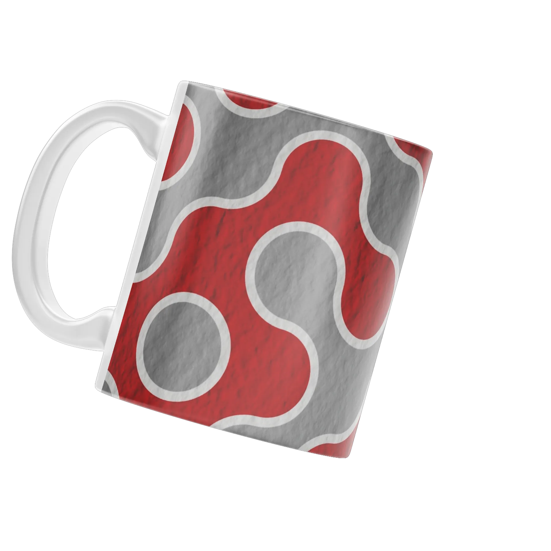 Caneca Porcelana Estampa Abstrata Vermelho Cinza 325ml - Imagem 3