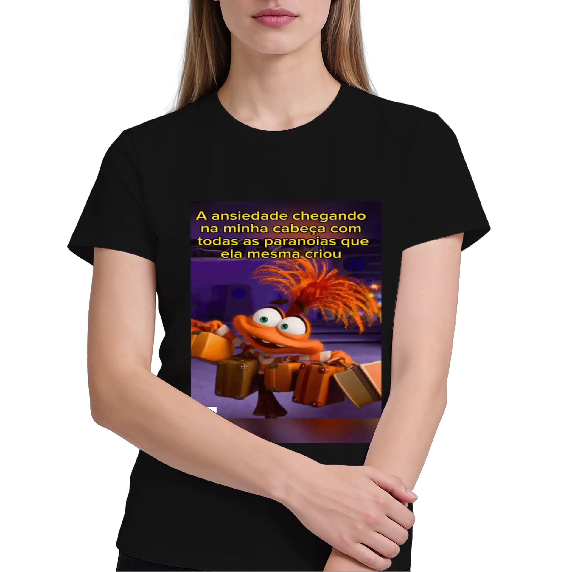 Camiseta Personalizada Frase Ansiedade 100% Algodão - Imagem 4