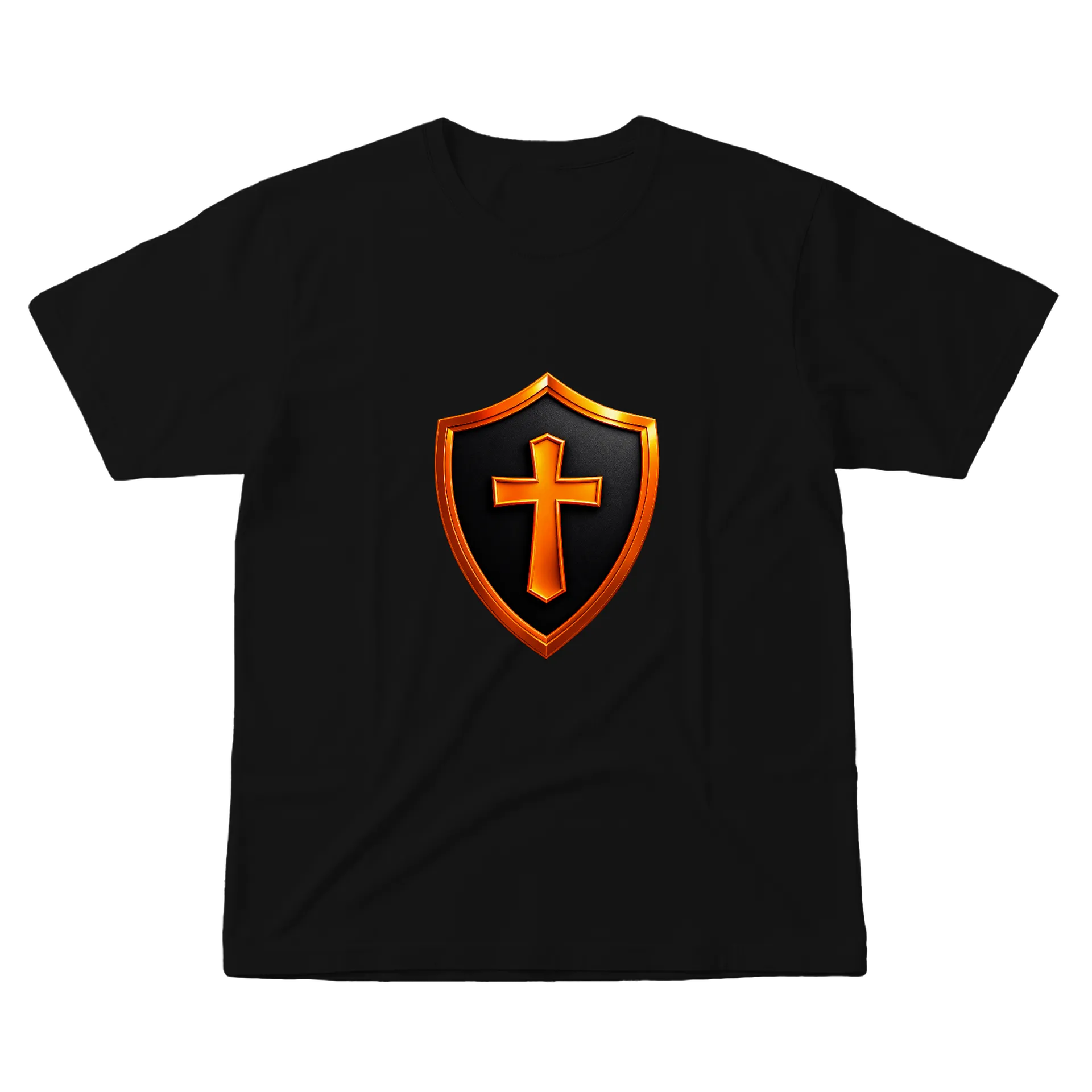 Camiseta Escudo Preto e Cruz Laranja 100% Algodão de CryptosJhonny — imagem 1 de 6
