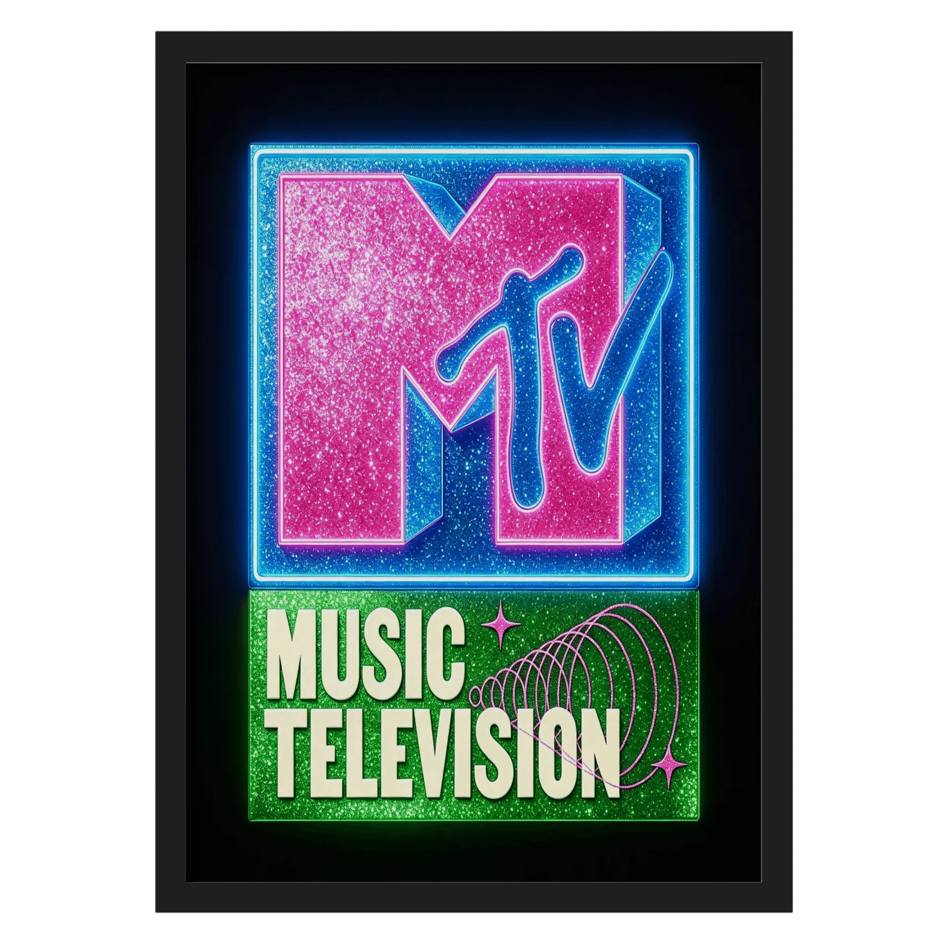 Quadro Música Tecnologia Neon A3 MDF e Vidro - Imagem 1