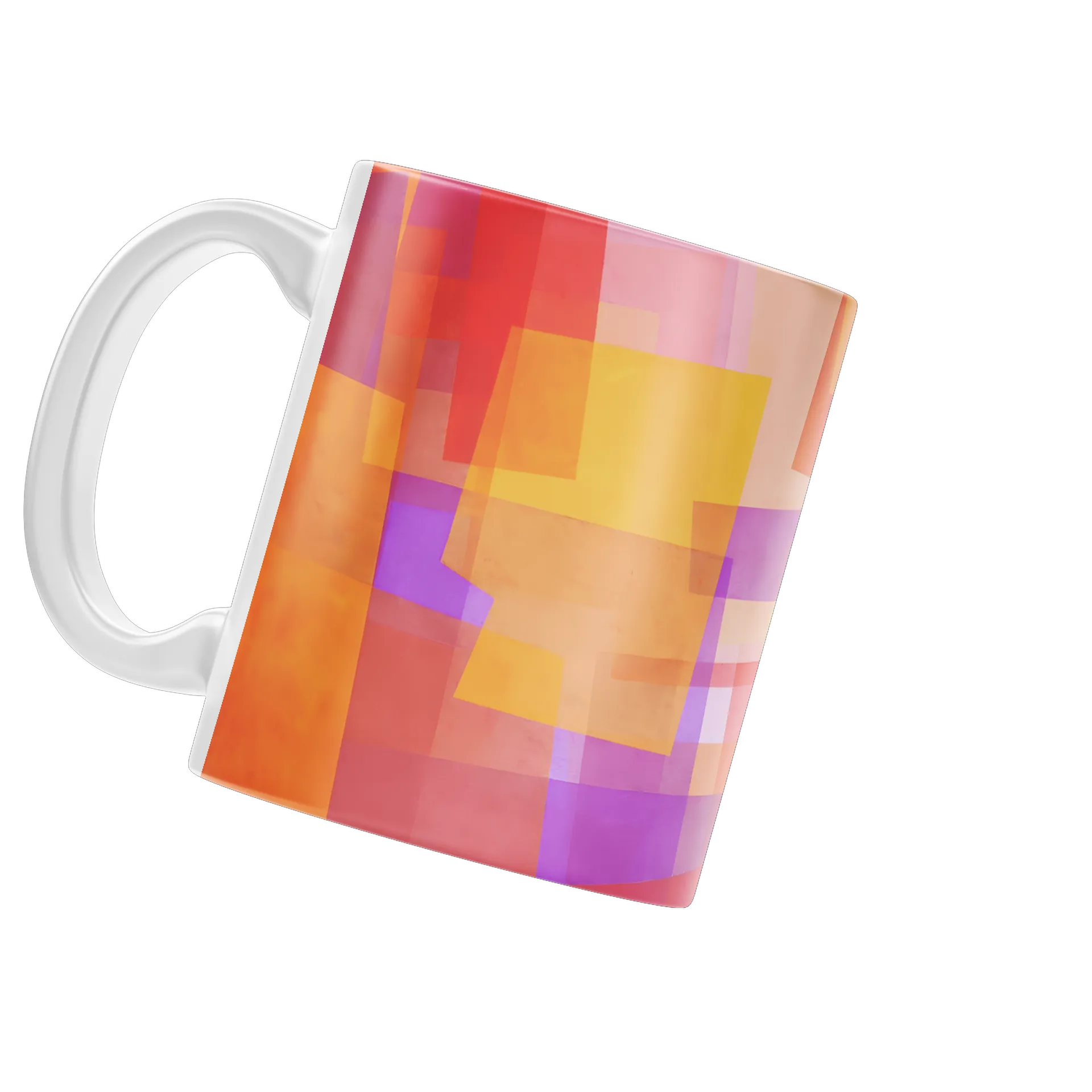 Caneca Porcelana Arte Abstrata Laranja Roxo 325ml - Imagem 3