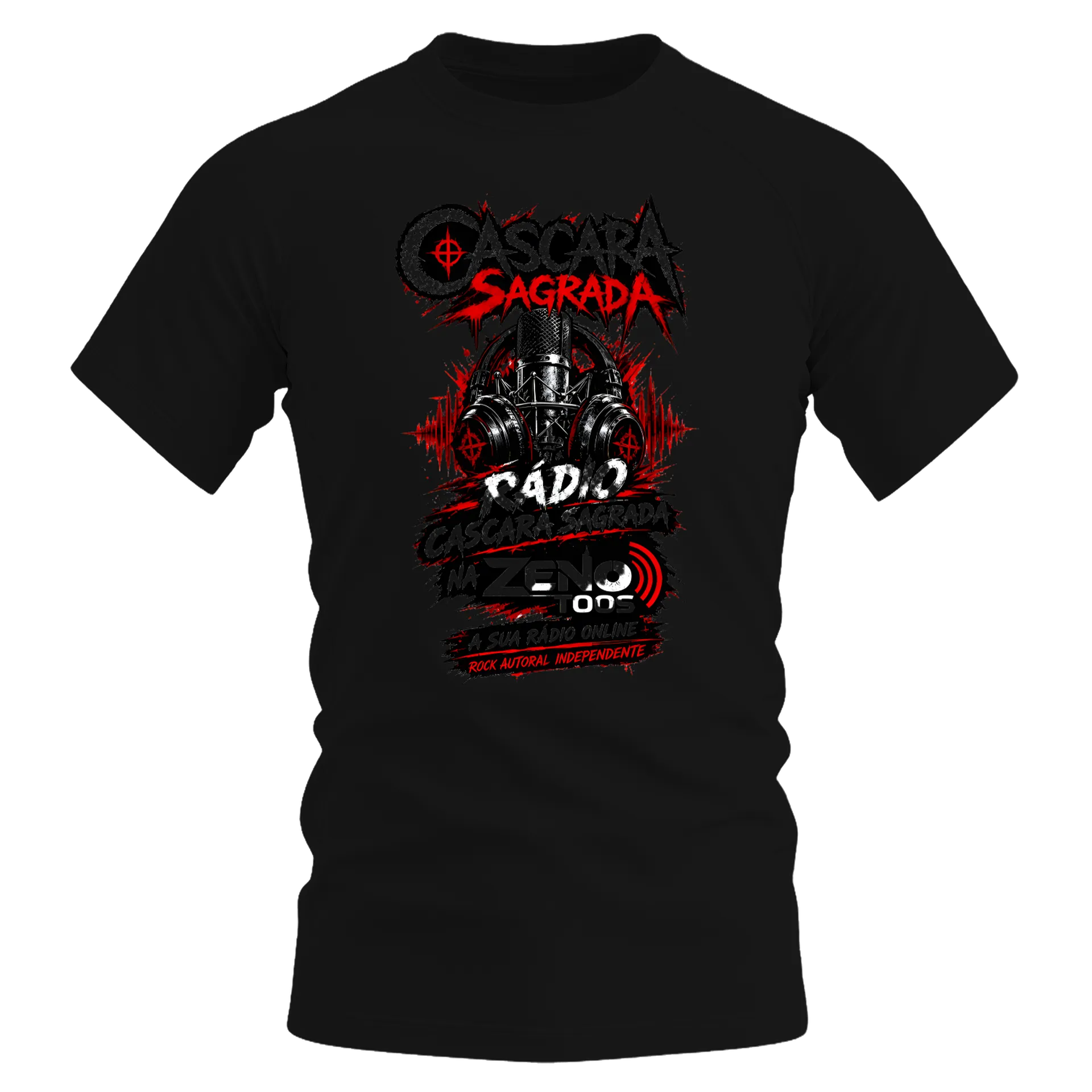 Camiseta Dry Fit Logo Casca Sagrada Rádio Rock Vermelho e - Imagem 1
