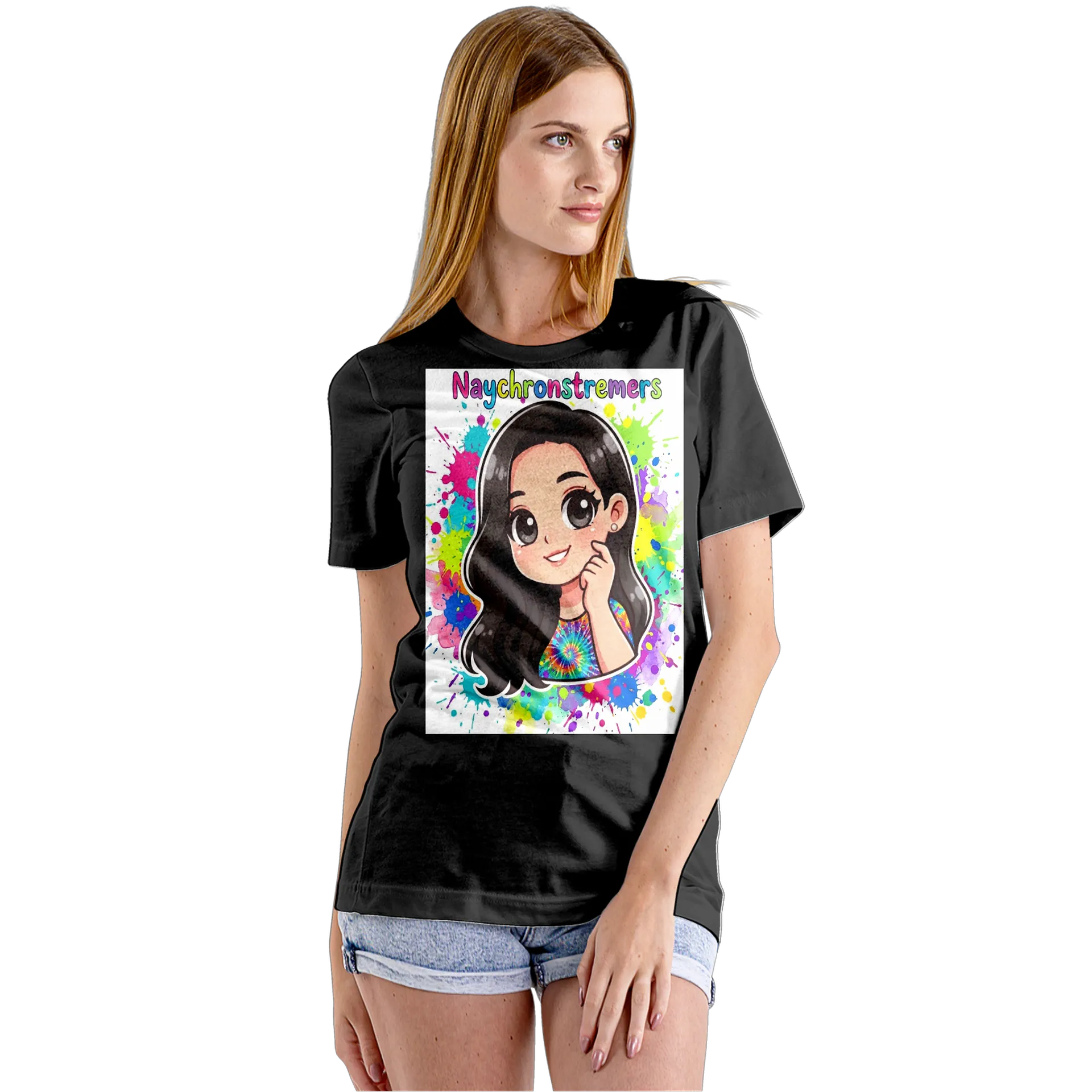 Camiseta Babylook Naychronstreamers Cartoon Colorido 100% - Imagem 5