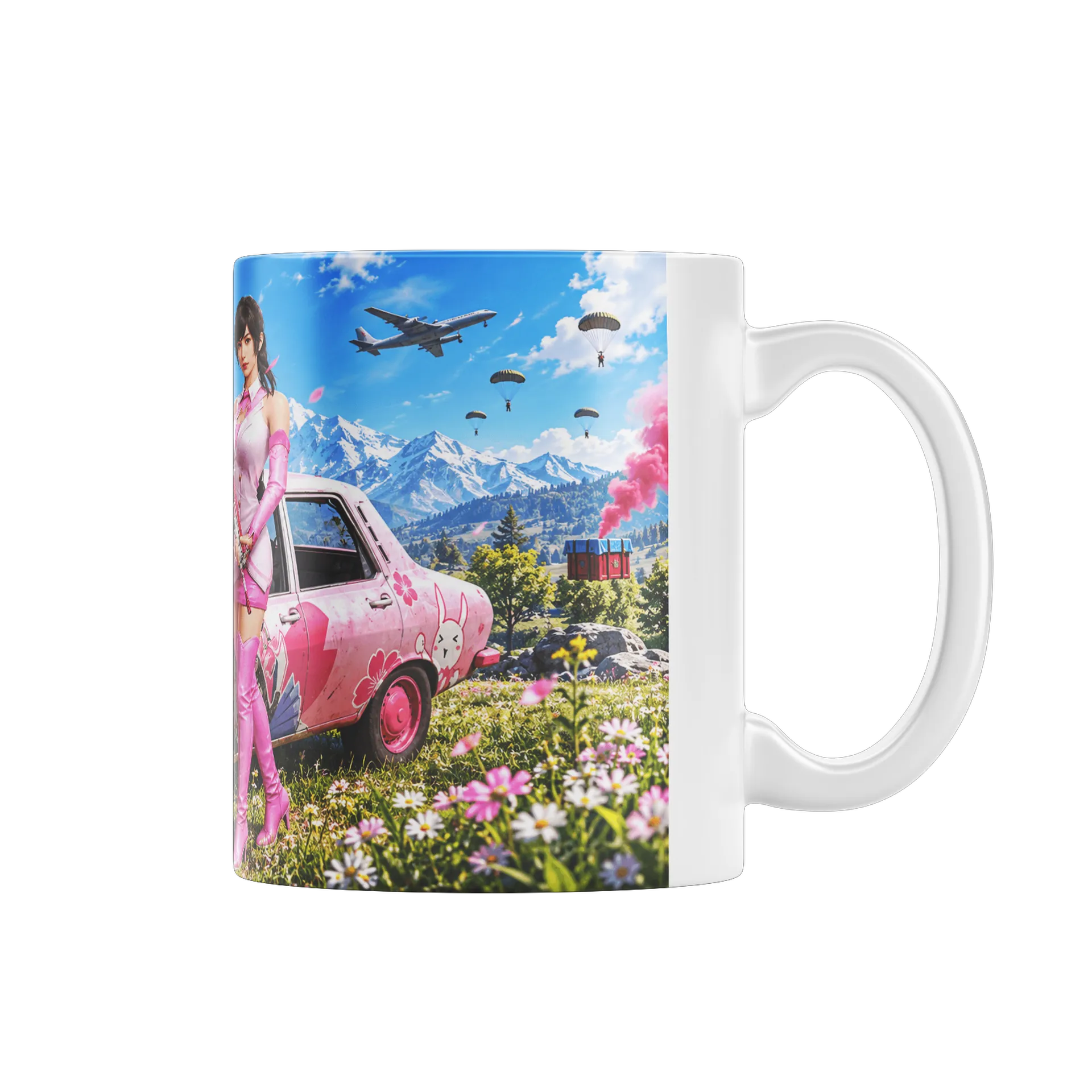 Caneca PUBG Mobile Personagem Carro Rosa 325ml - Imagem 1