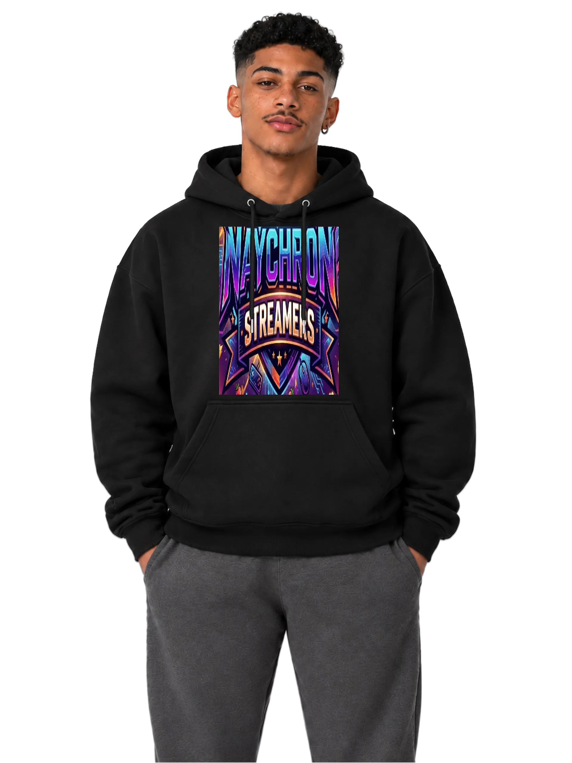 Blusa Moletom Canguru Estampa Tipográfica Naychronstremers - Imagem 1