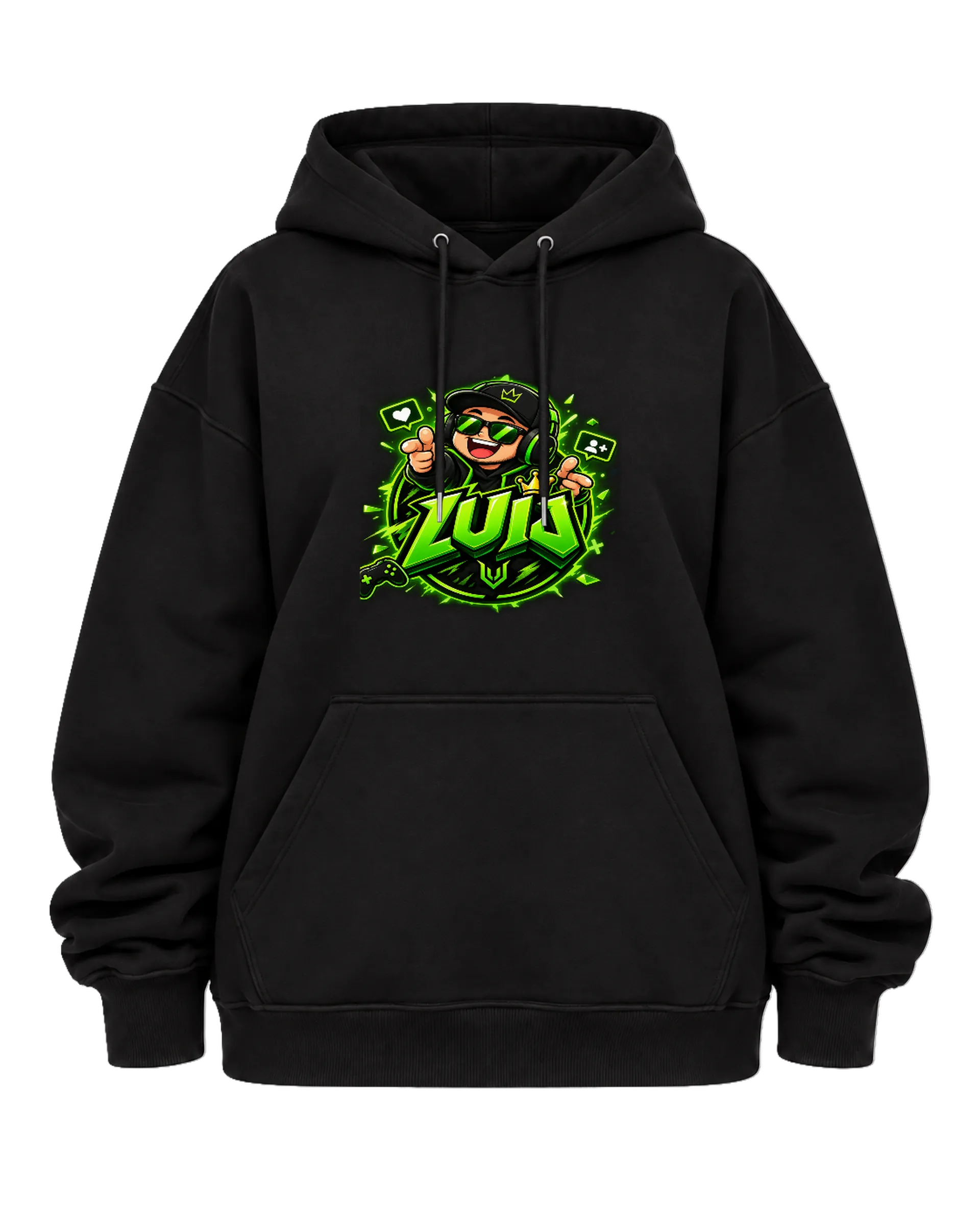 Blusa Moletom Canguru Zuu Gamer Tipográfica Verde e Preta de Lucas — imagem 5 de 6