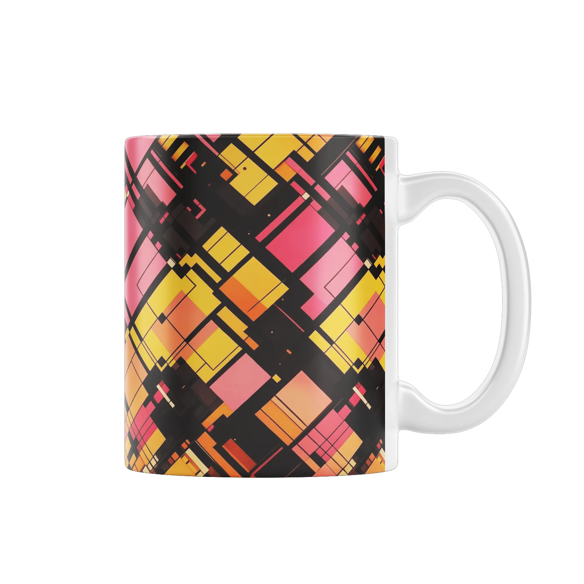 Caneca Porcelana Geometria Laranja Rosa 325ml - Imagem 1