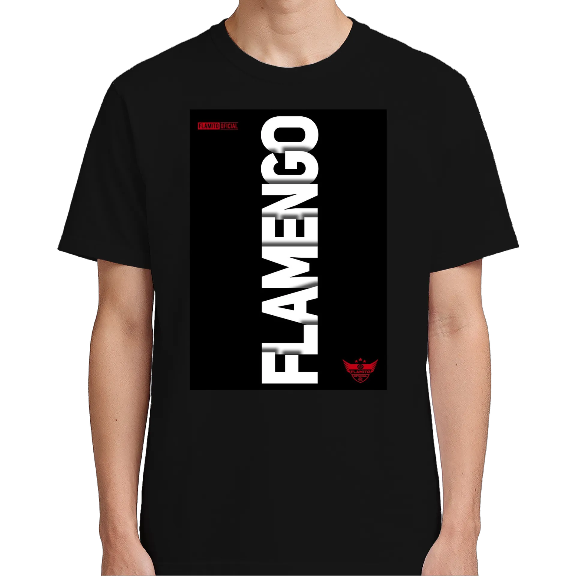 Camiseta Estampa Flamengo Tipografia 100% Algodão - Imagem 5