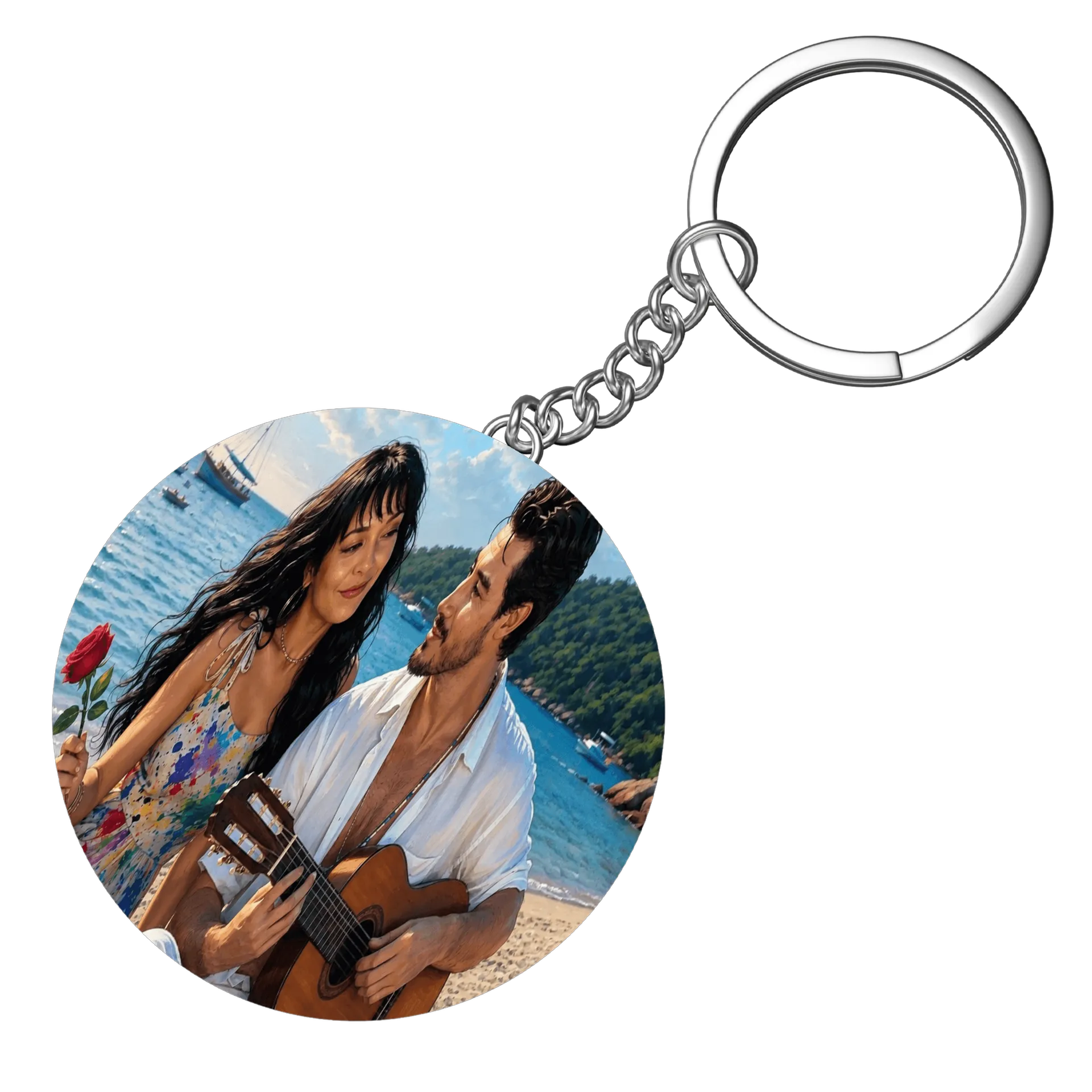 Chaveiro MDF Casal Praia Com Violão - Imagem 4