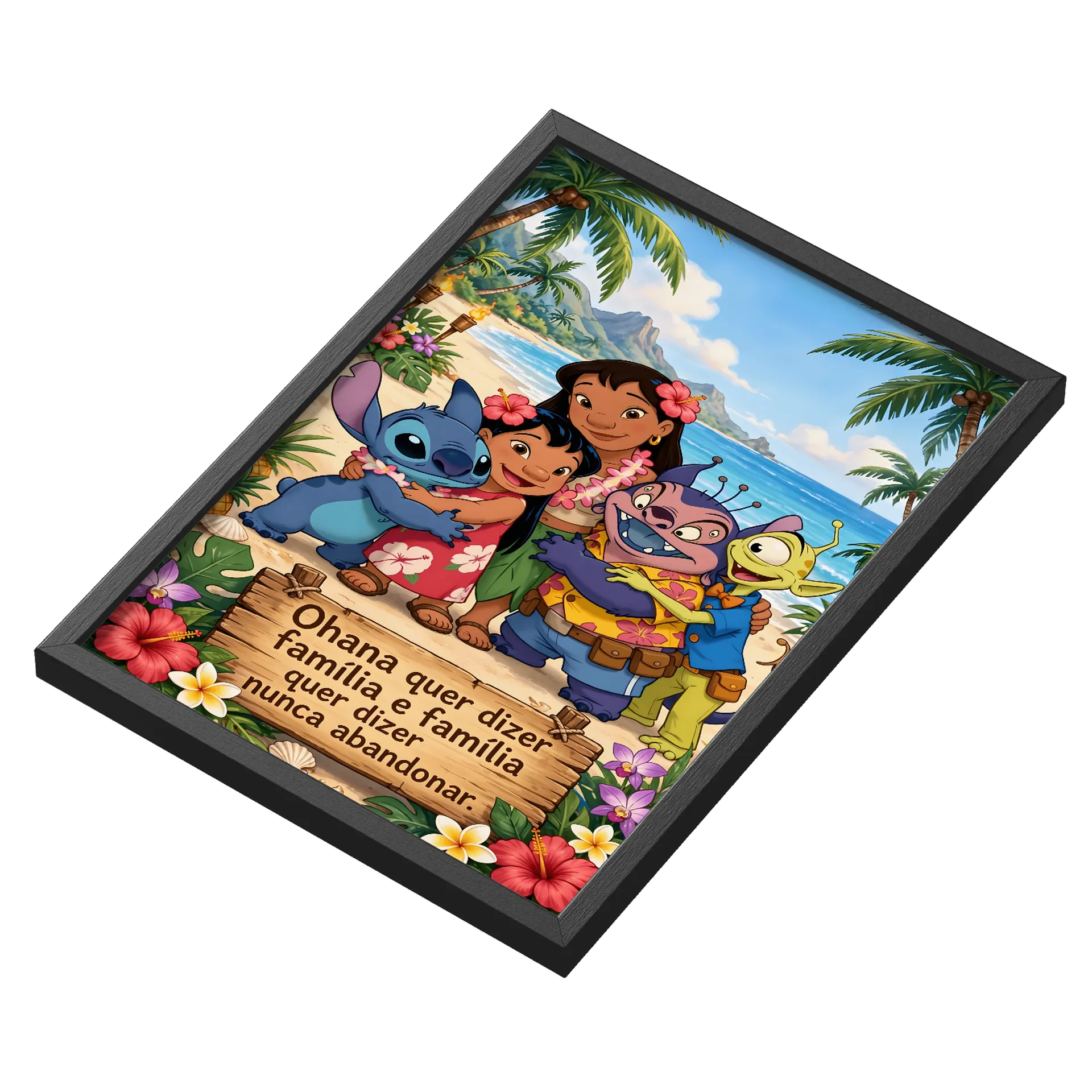 Quadro A3 Stitch personalizado Com Vidro - Imagem 3