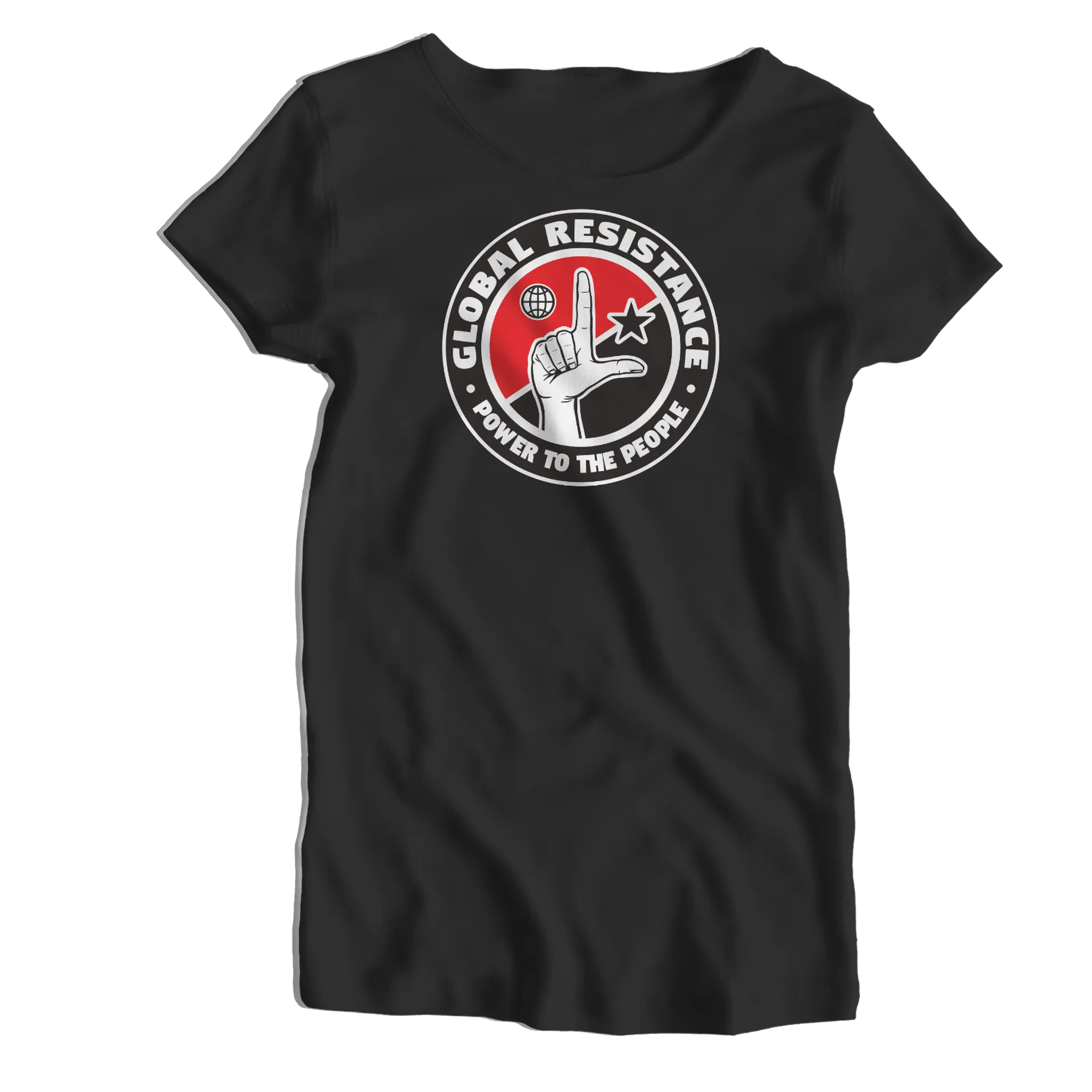 Camiseta Babylook Logo Global Resistance Vermelho e Cinza - Imagem 1