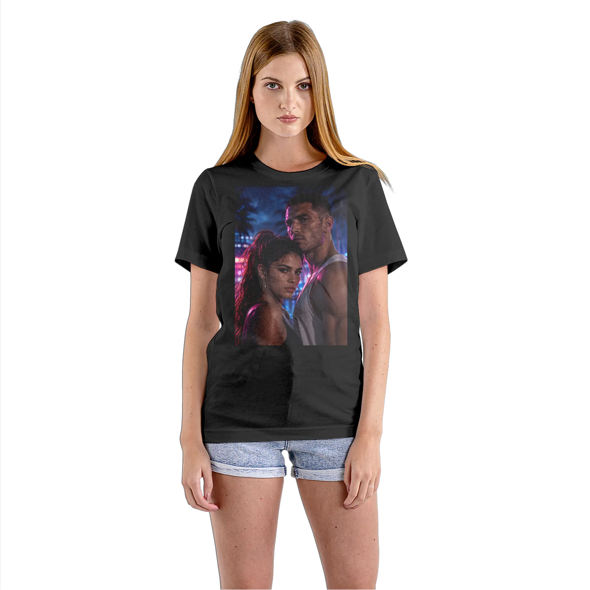 Camiseta Babylook Casal em Retrato Realista 100% Algodão - Imagem 3