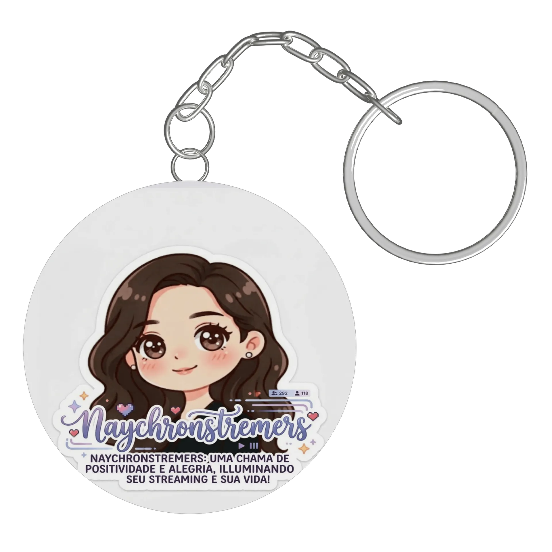 Chaveiro MDF Naychronstreamers Ilustração de Streamer Anime - Imagem 2
