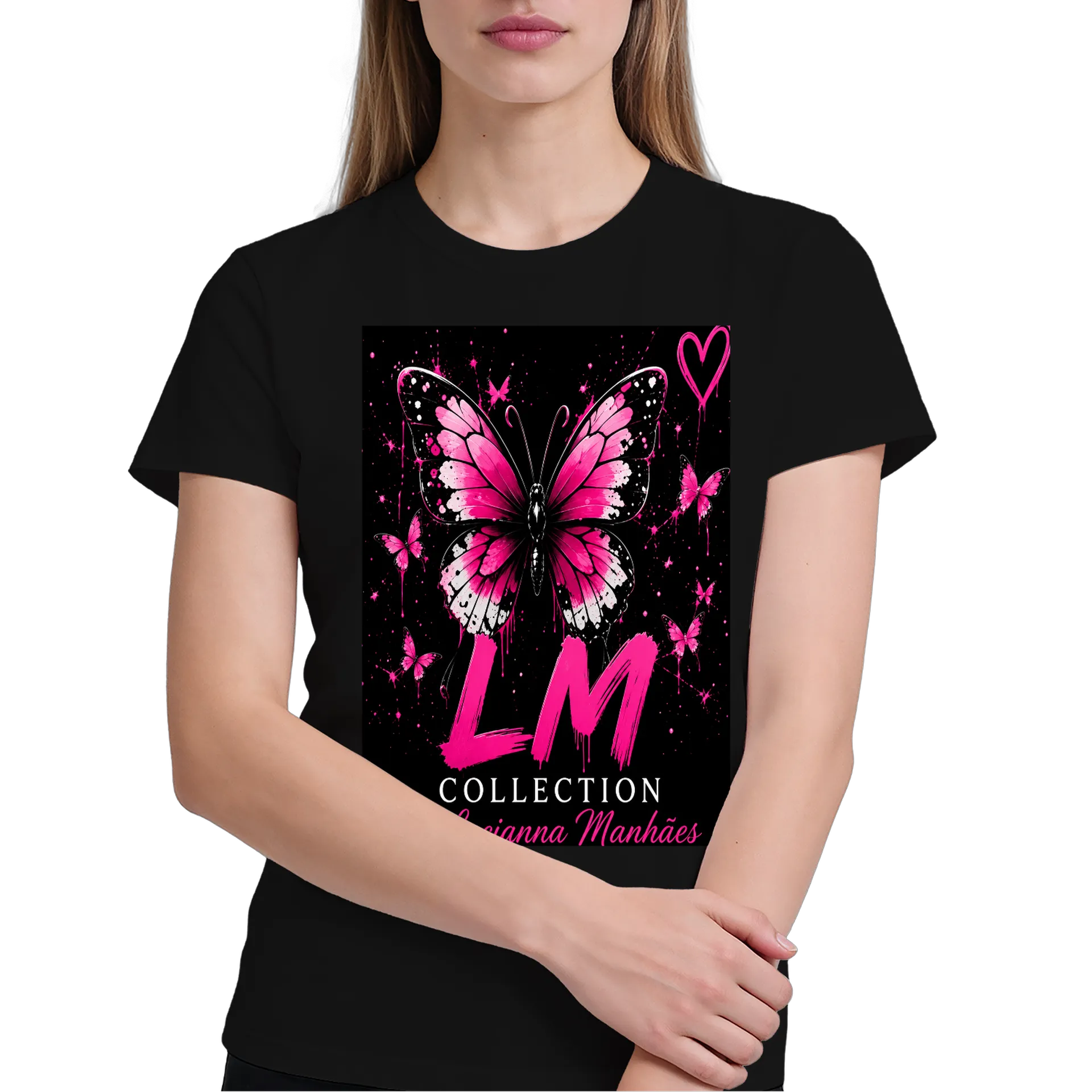 Camiseta Borboleta Pink Glitter 100% Algodão - Imagem 4