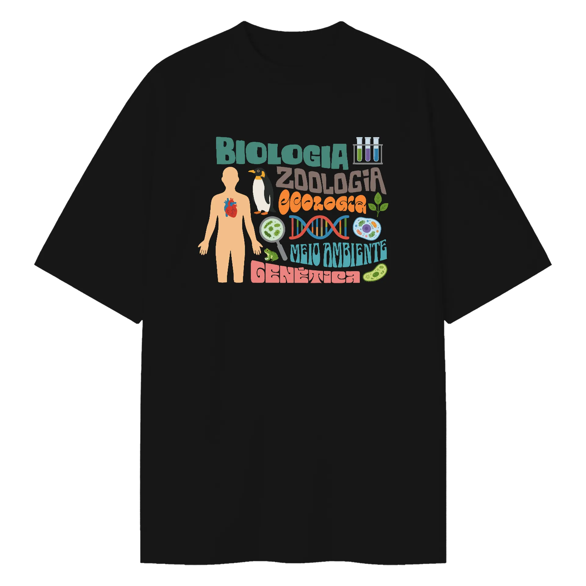 Camiseta Oversized Biologia Zoologia Ecologia Preto - Imagem 1