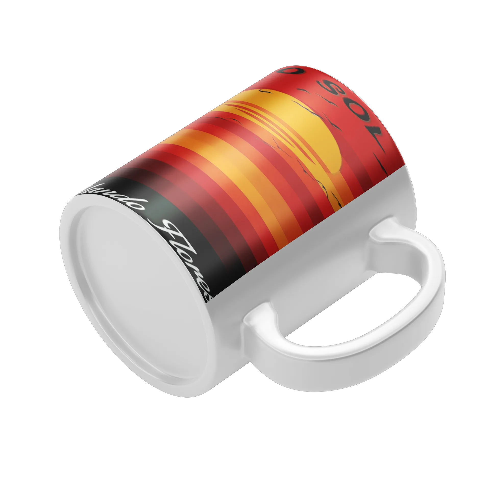 Caneca Porcelana Motociclista e Pôr do Sol Branco 325ml - Imagem 4