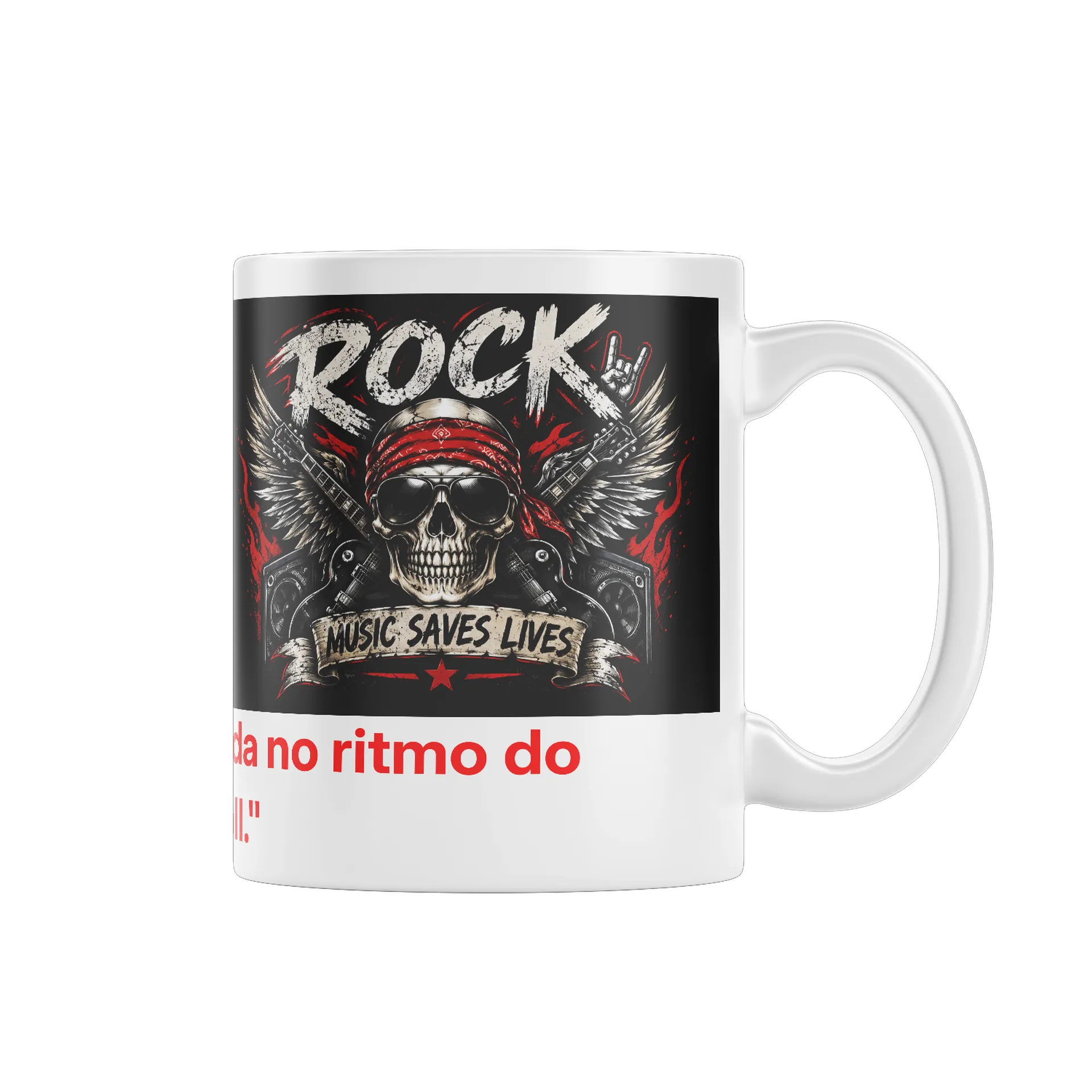 Caneca Caveira Rock com Guitarras 325ml - Imagem 1