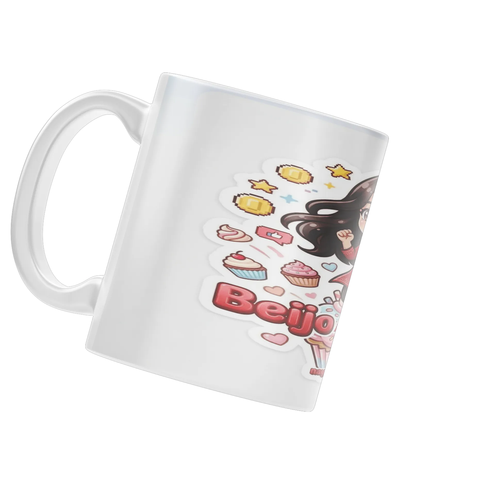 Caneca Porcelana Personagem Cartoon Beijo Doce 325ml - Imagem 3