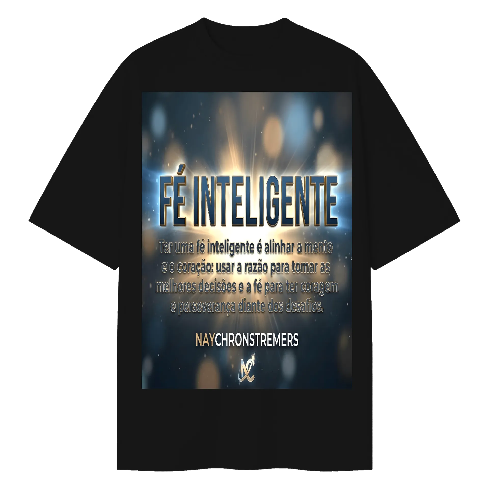 Camiseta Oversized Estampa Tipográfica Fé Inteligente - Imagem 1