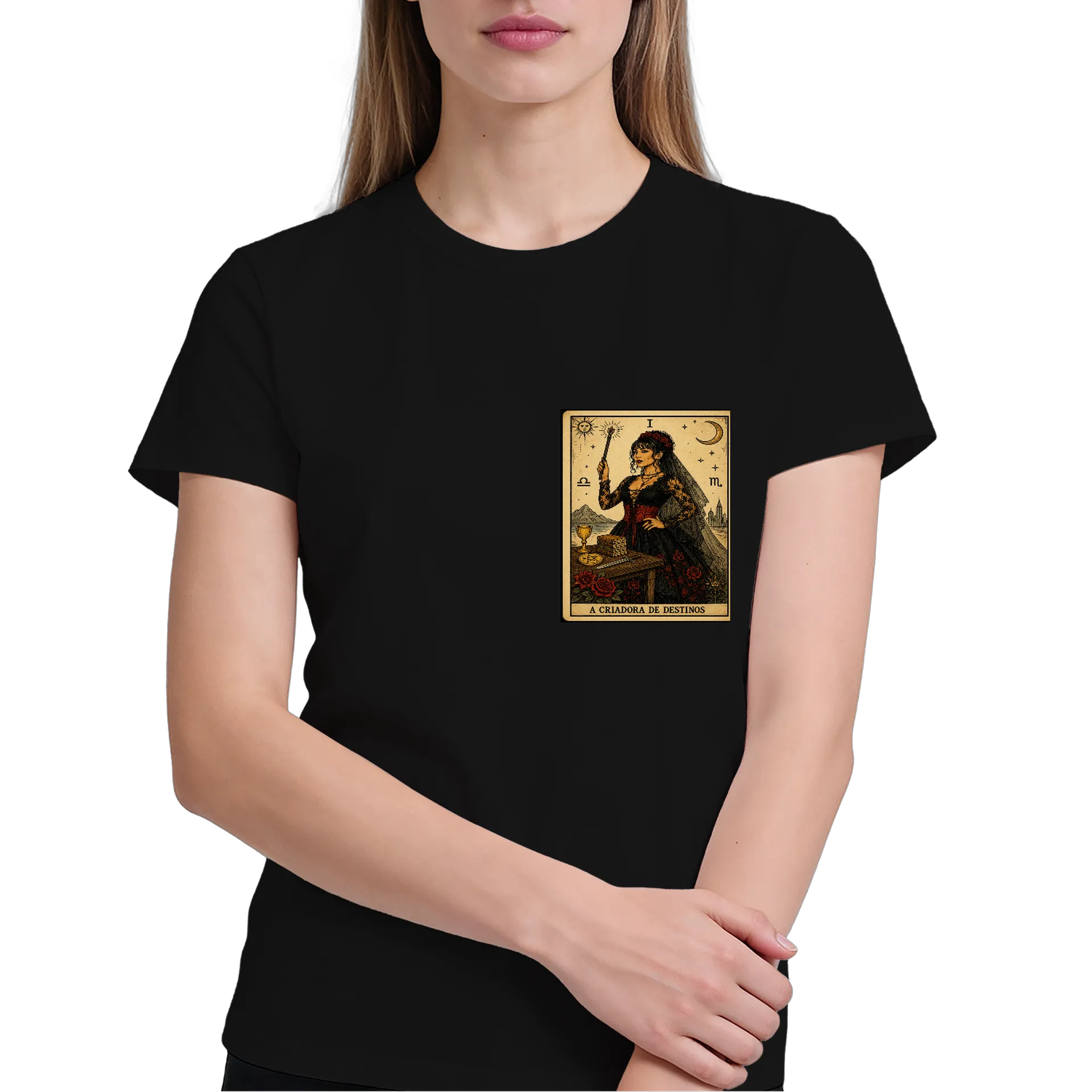 Camiseta A Criadora De Destinos 100% Algodão Preto - Imagem 4