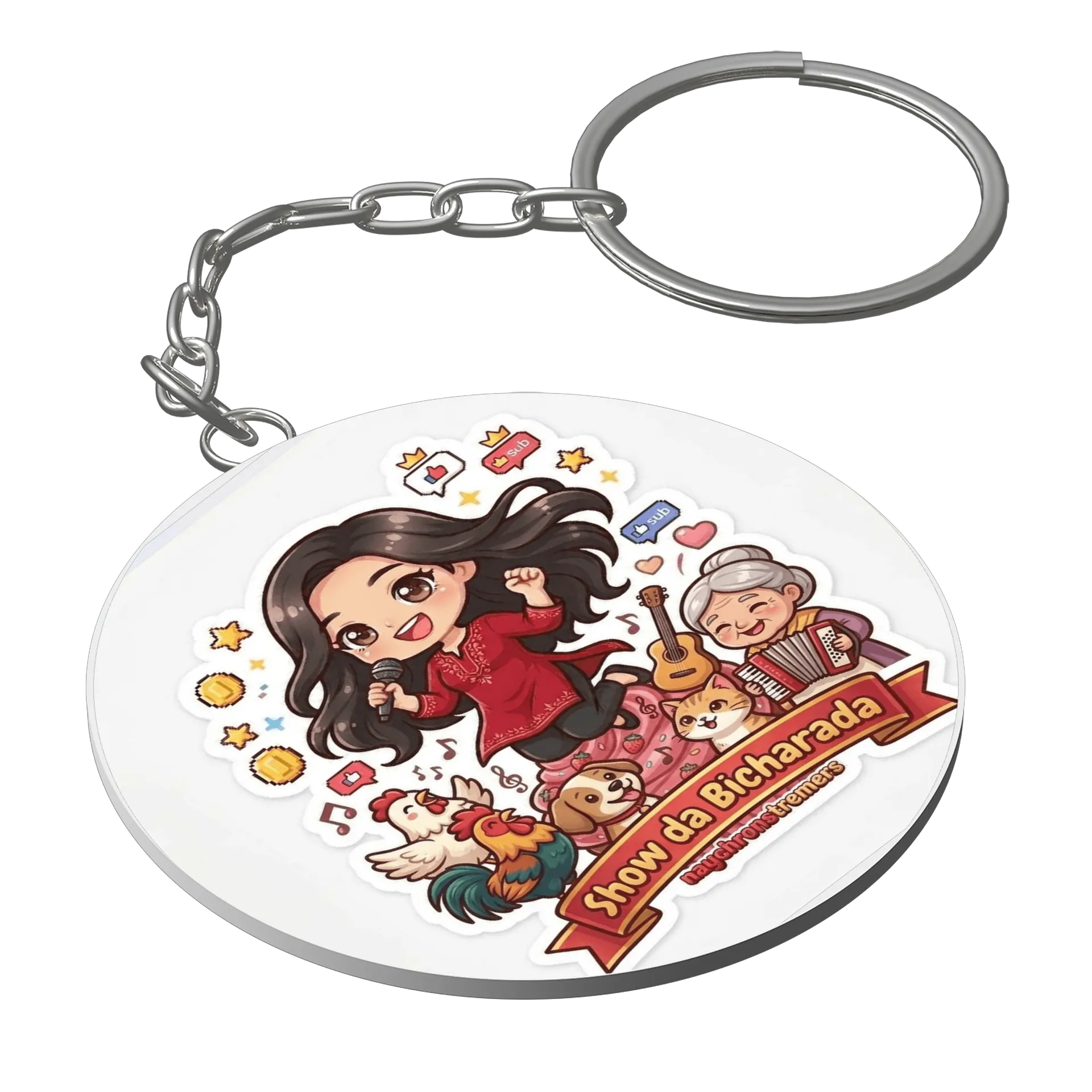 Chaveiro MDF Show da Bicharada Ilustração Musical - Imagem 1