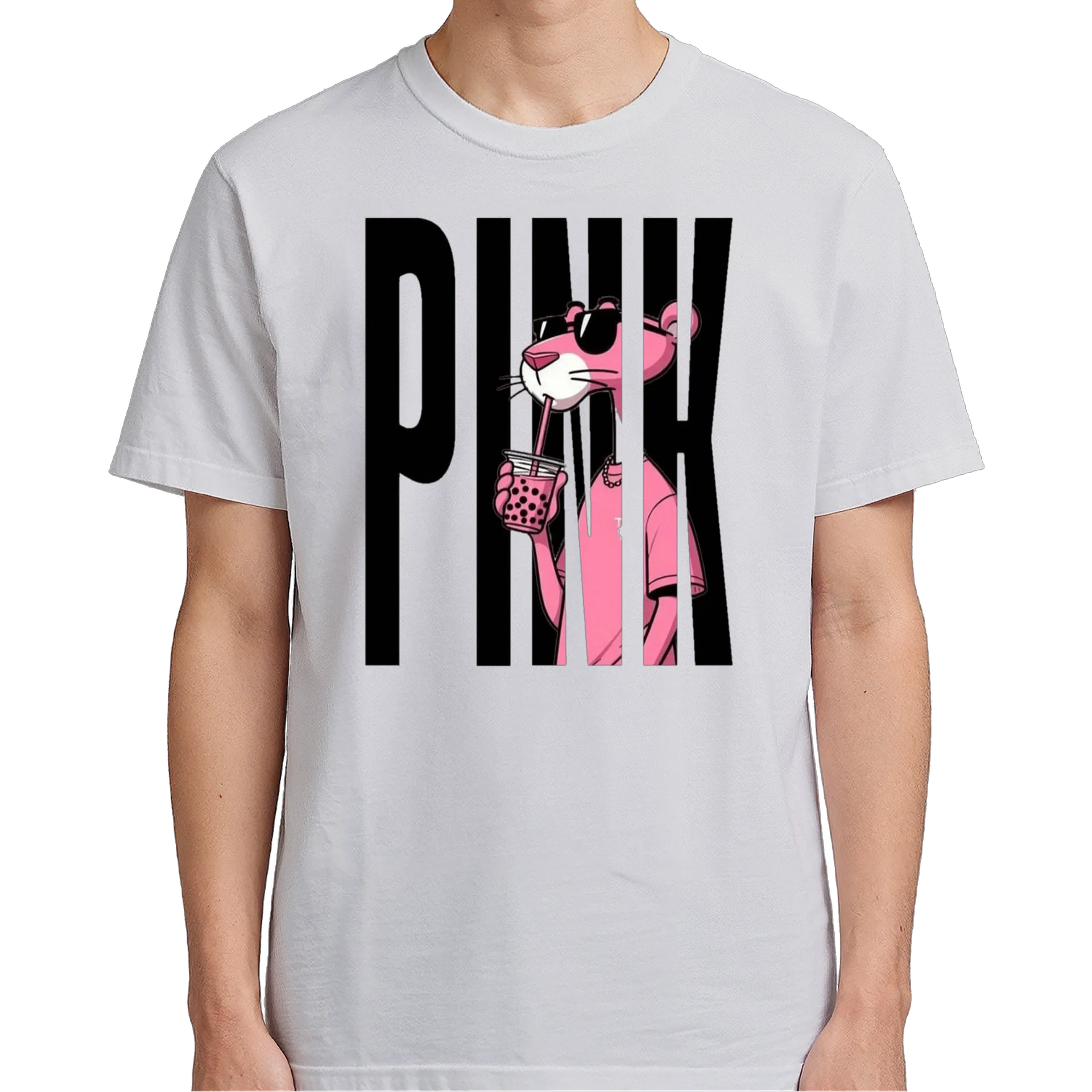 Camiseta Gata Rosa Drinking Boba 100% Algodão - Imagem 5