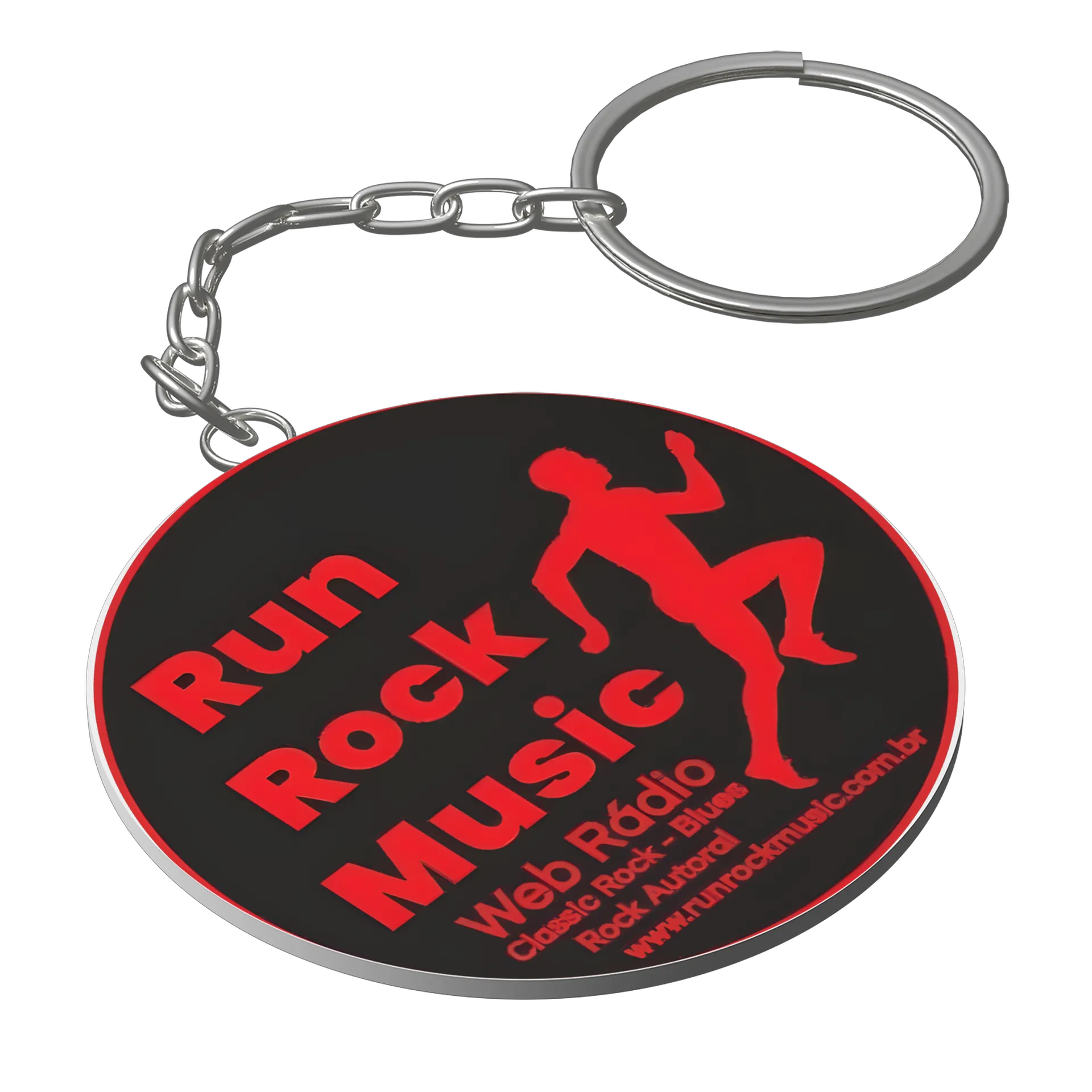 Chaveiro MDF Run Rock Music Estampa Circular Red Black de RUN ROCK MUSIC — imagem 1 de 3