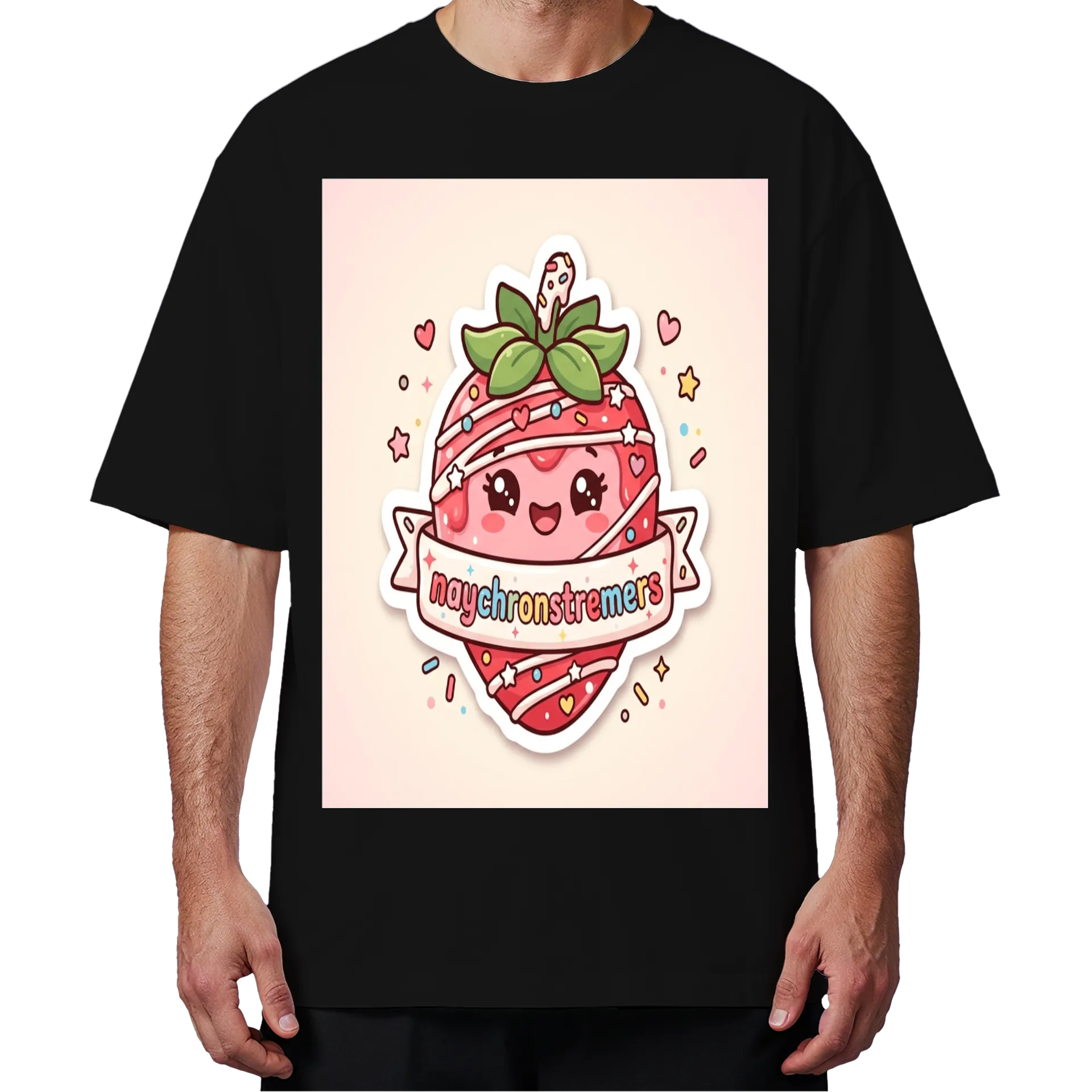Camiseta Oversized Morango Cartoon 'naychronstreamers' - Imagem 4