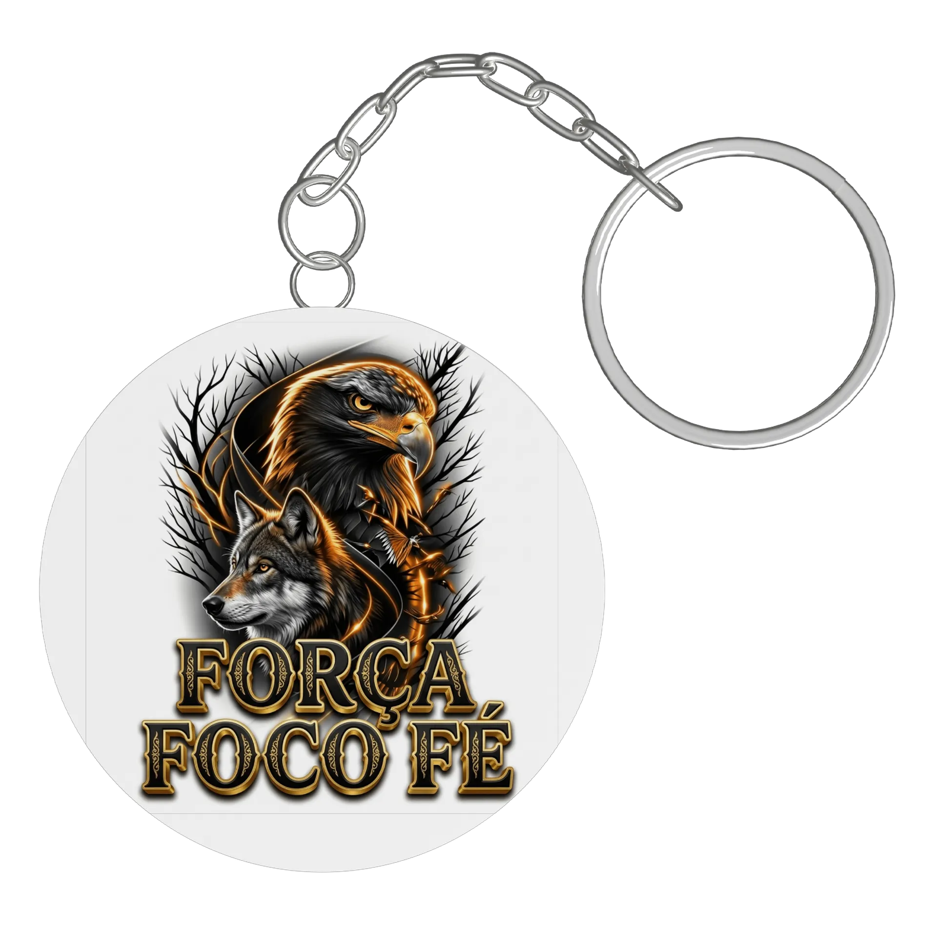 Chaveiro MDF Força Foco Fé Estampa Fantasia Animais de Lopes Estampas Clássicas  — imagem 2 de 3